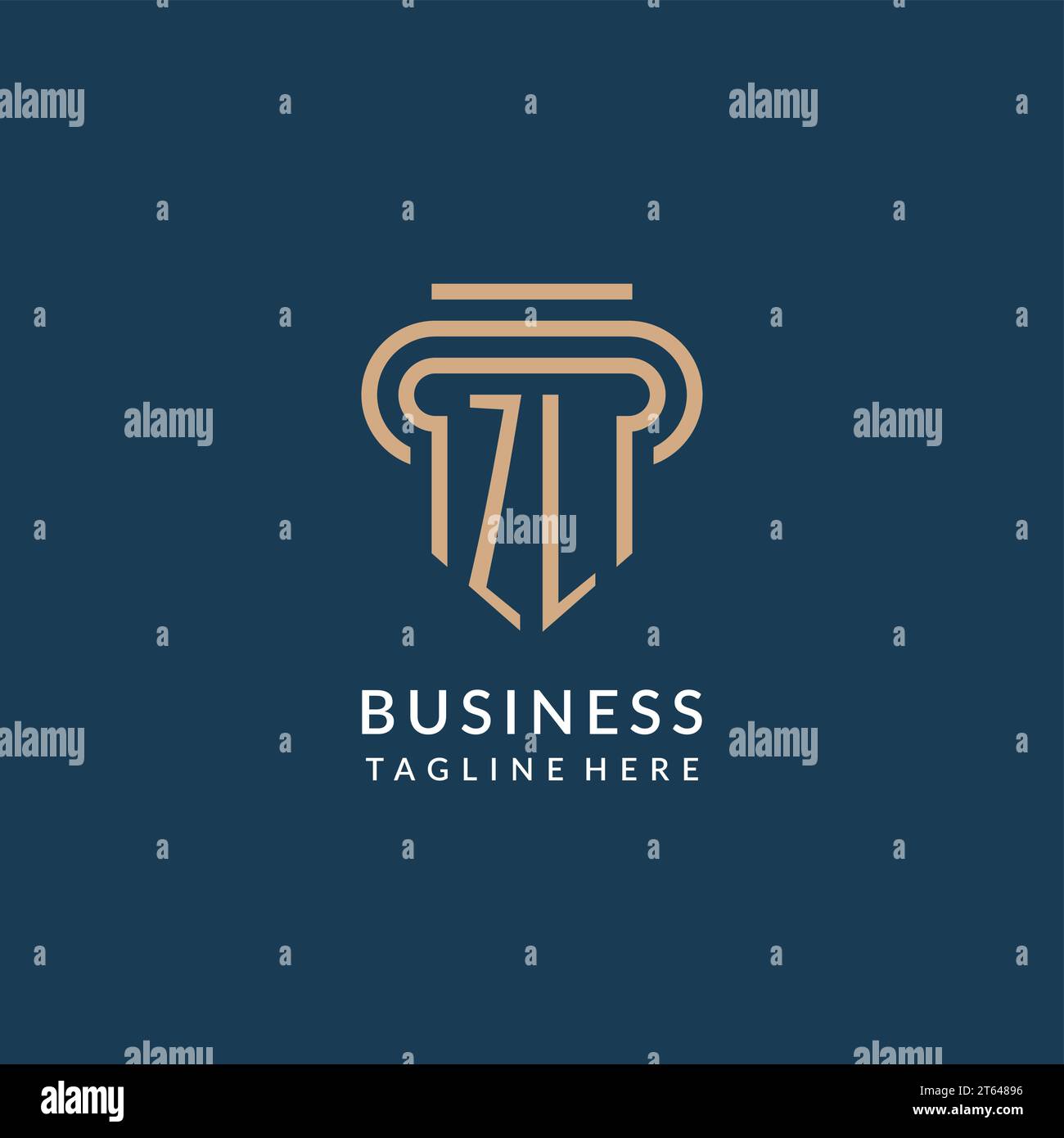 Stile iniziale del logo ZL Pillar, design moderno del logo dello studio legale di lusso grafica vettoriale Illustrazione Vettoriale
