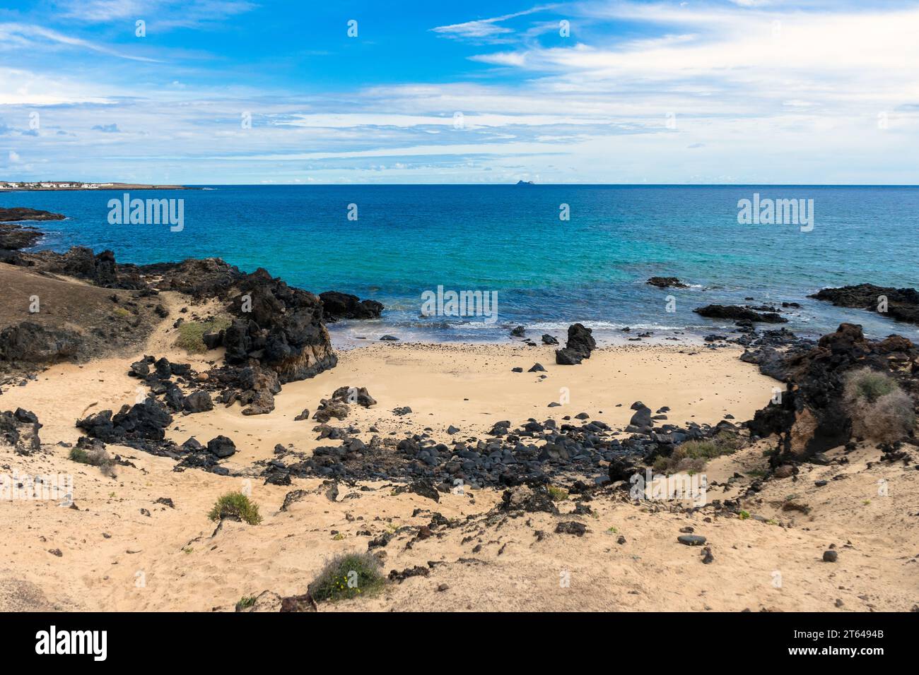 Spagna, Isole Canarie, la Graciosa: spiaggia sull'isola di la Graciosa Foto Stock