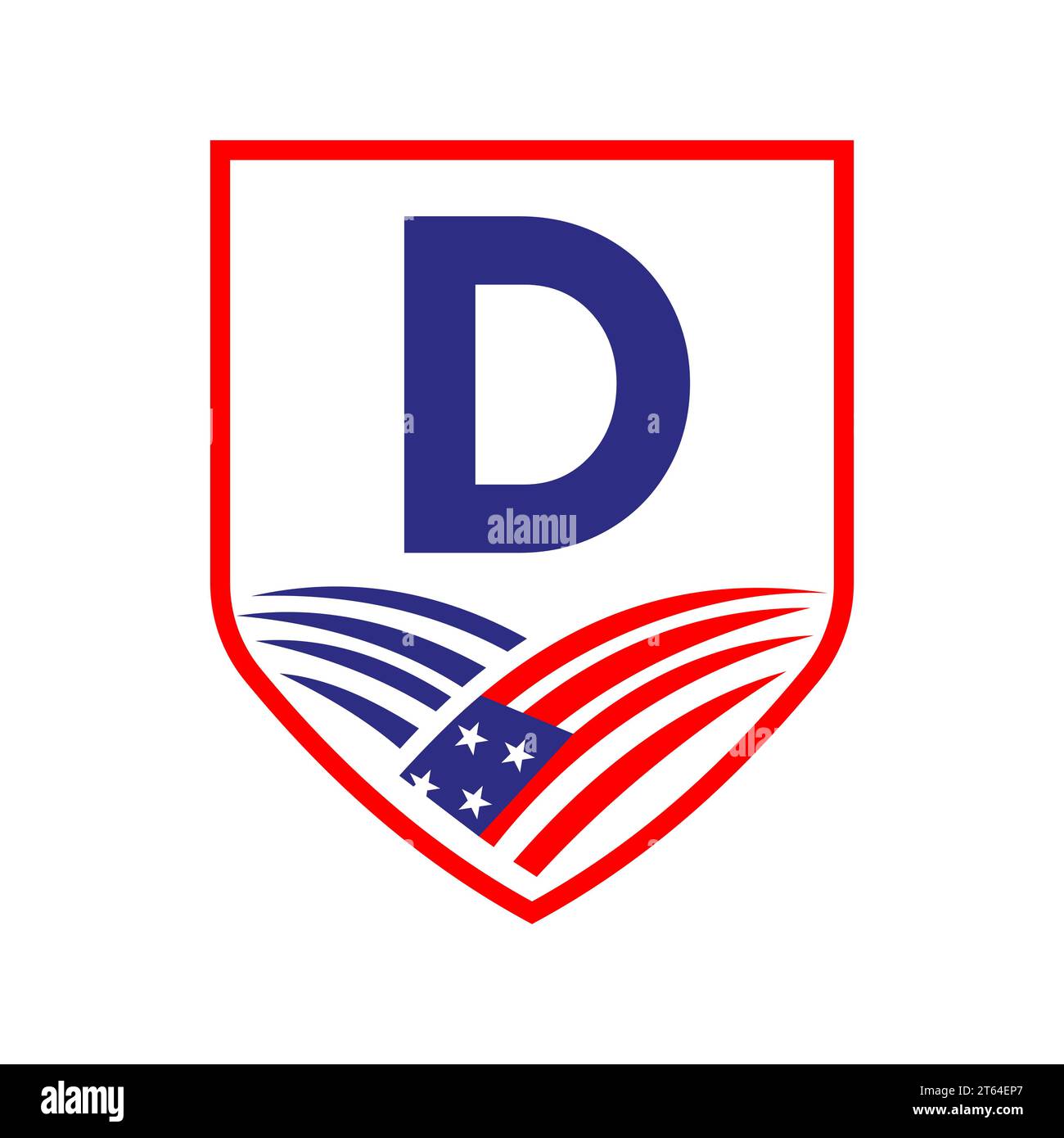Modello con logo Letter D American Agriculture. Logo USA Agriculture sul concetto Alphabet D. Illustrazione Vettoriale
