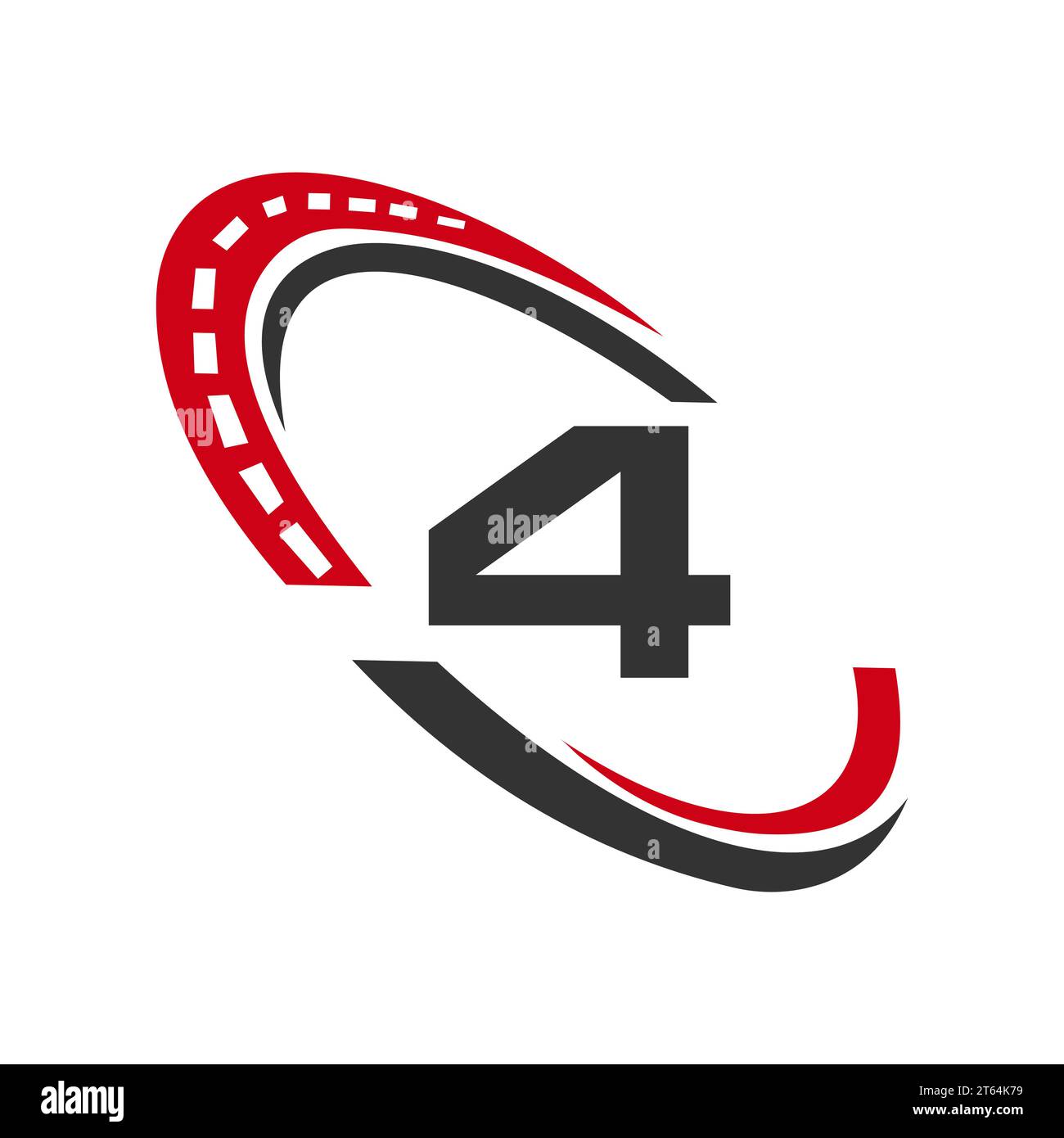 Lettera 4 cartello di trasporto, modello di progettazione del logo di trasporto. Elemento logo Automotive Sport Road Illustrazione Vettoriale