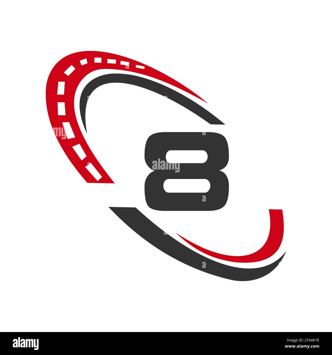 Lettera 8 cartello di trasporto, modello di progettazione del logo di trasporto. Elemento logo Automotive Sport Road Illustrazione Vettoriale