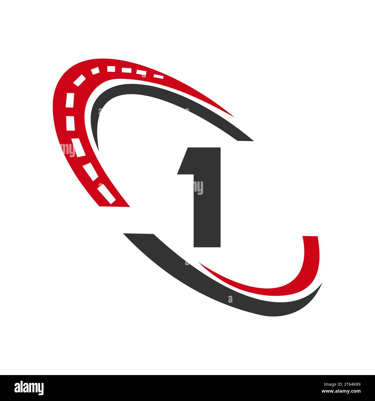 Lettera 1 cartello di trasporto, modello di progettazione del logo di trasporto. Elemento logo Automotive Sport Road Illustrazione Vettoriale