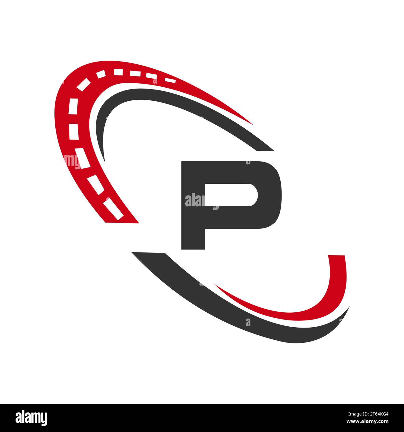 Lettera P cartello di trasporto, modello di progettazione Logo di trasporto. Elemento logo Automotive Sport Road Illustrazione Vettoriale