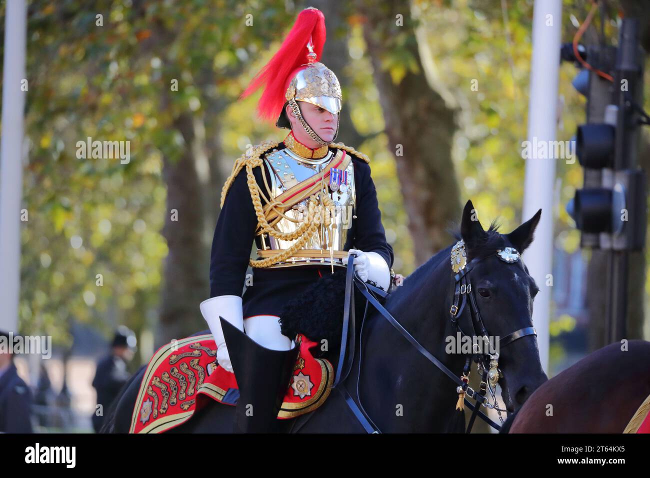 Londra, Regno Unito. 7 novembre 2023. Prima apertura statale del Parlamento per re Carlo III dalla sua incoronazione. Le guardie del Re tornano a Buckingham Palace. Foto Stock