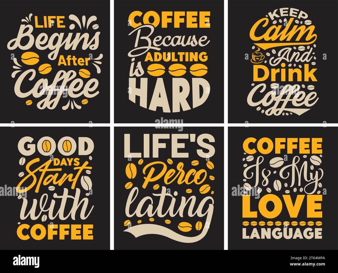 Tipografia Coffee T-Shirt Design, tee da caffè, tazza Illustrazione Vettoriale