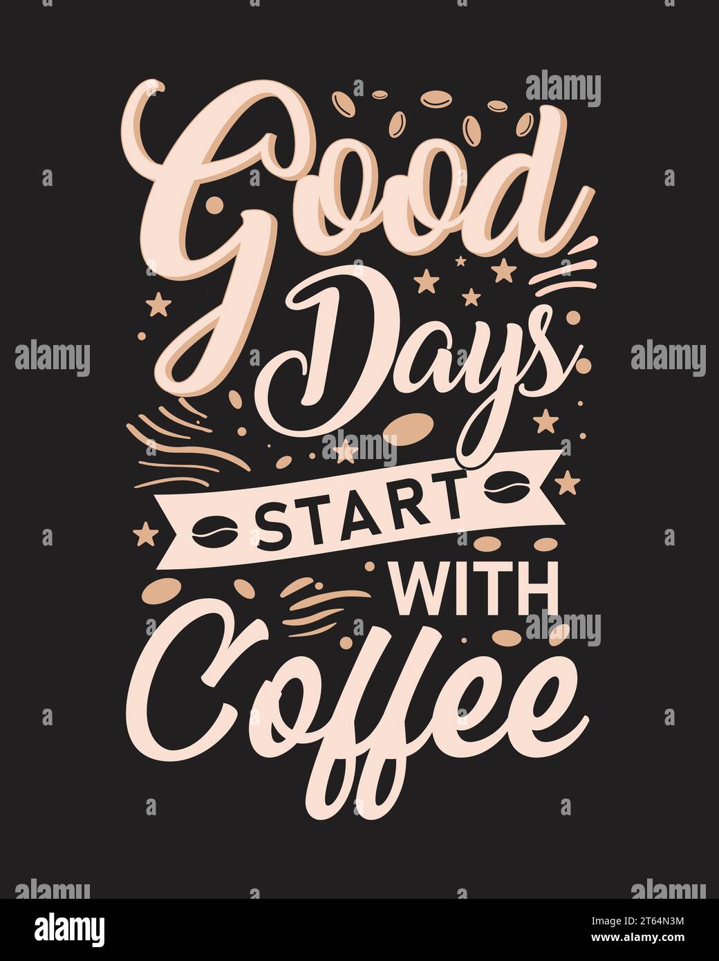 Tipografia Coffee T-Shirt Design, tee da caffè, tazza Illustrazione Vettoriale