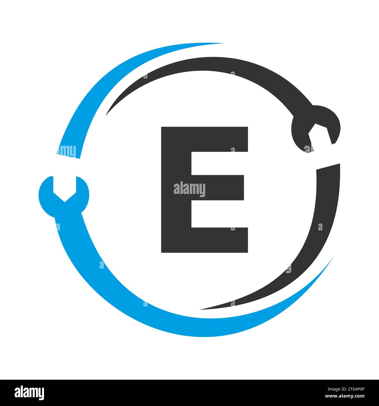 Logo di riparazione lettera E. Home Services Tool, modello di logo per le riparazioni automobilistiche per il settore aziendale, aziendale e delle costruzioni Illustrazione Vettoriale