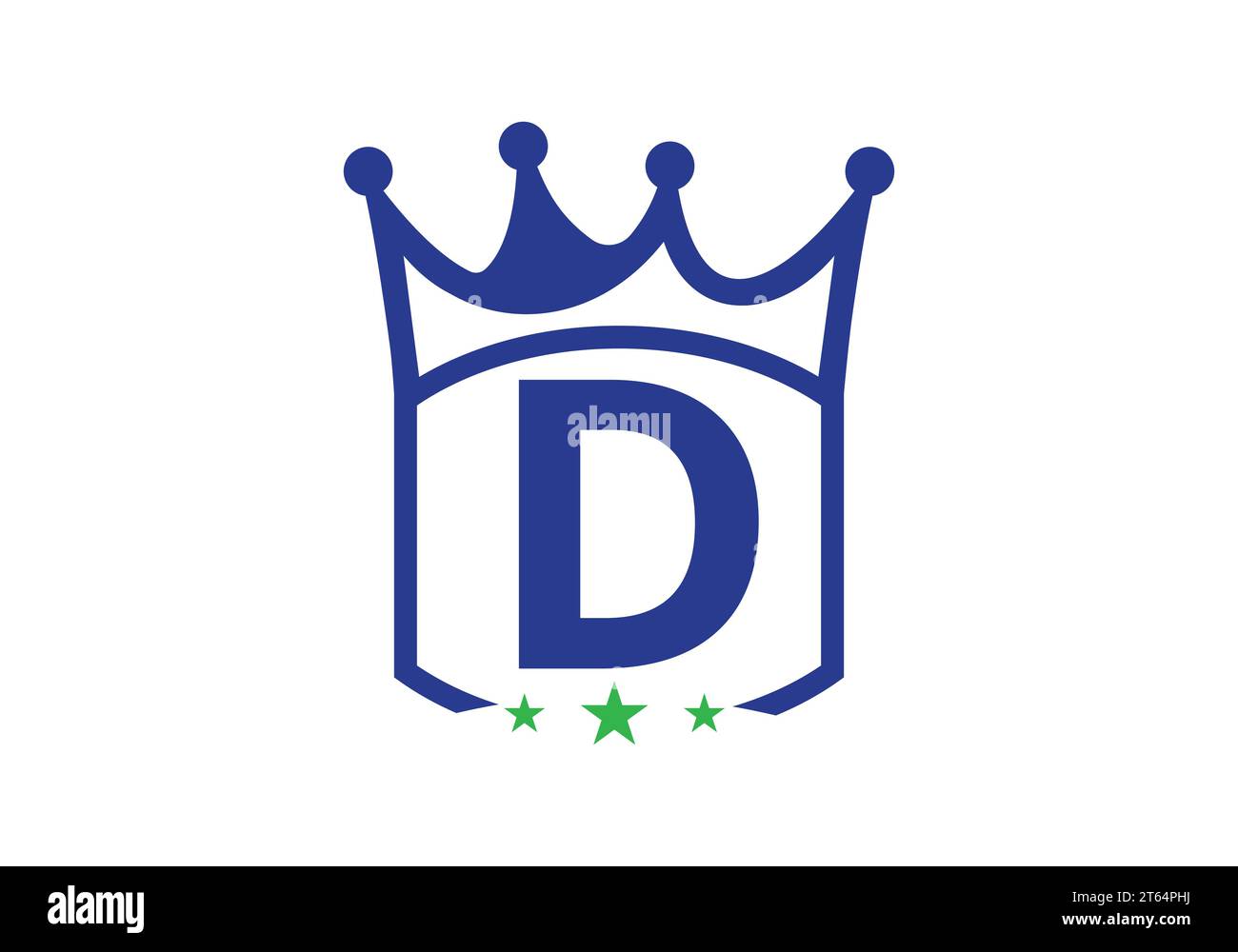 Modello vettore di disegno con corona a D. Icona con logo Letter con modello King Crown Illustrazione Vettoriale