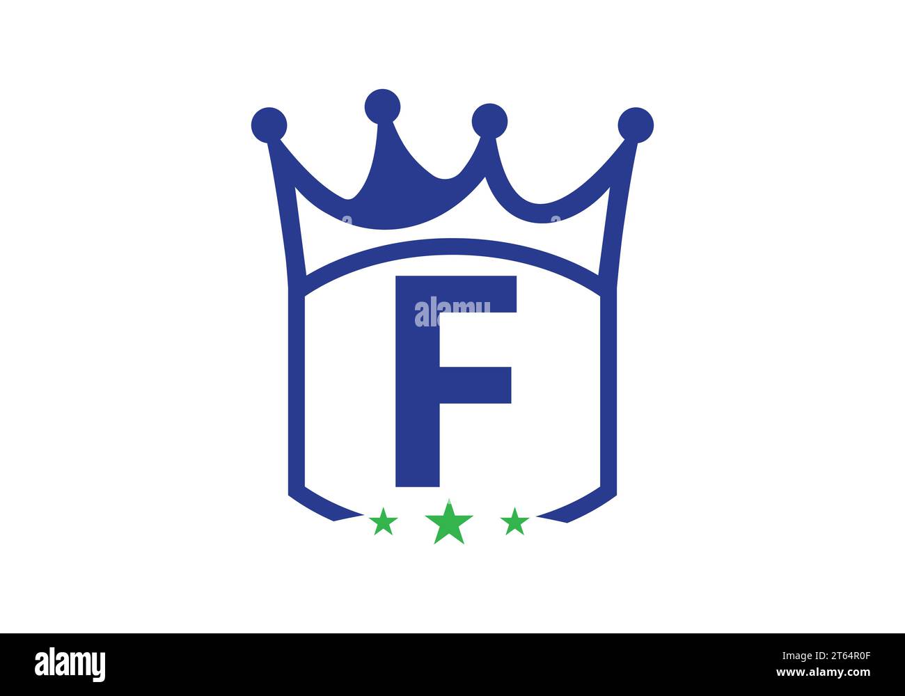 Lettera F king Crown Design Vector Template. Icona con logo Letter con modello King Crown Illustrazione Vettoriale