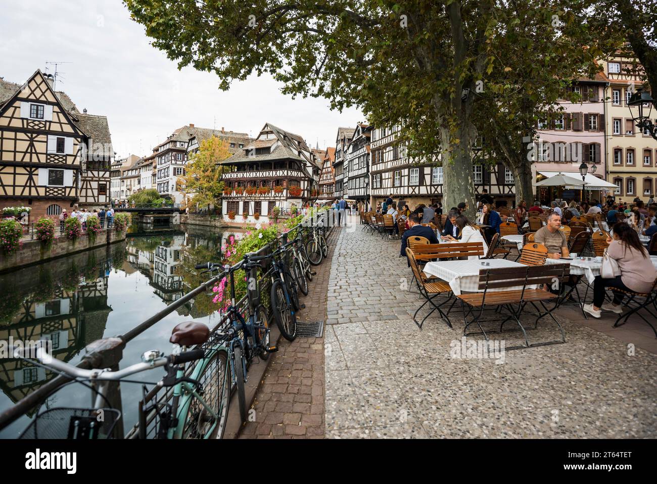 Case a graticcio, la Petite France, River Ill, Strasburgo, Alsazia, Francia Foto Stock