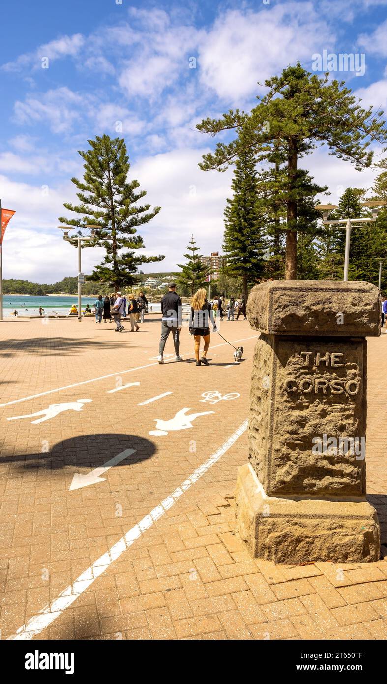 L'insegna corso vicino al lungomare di Manly, NSW, Australia Foto Stock