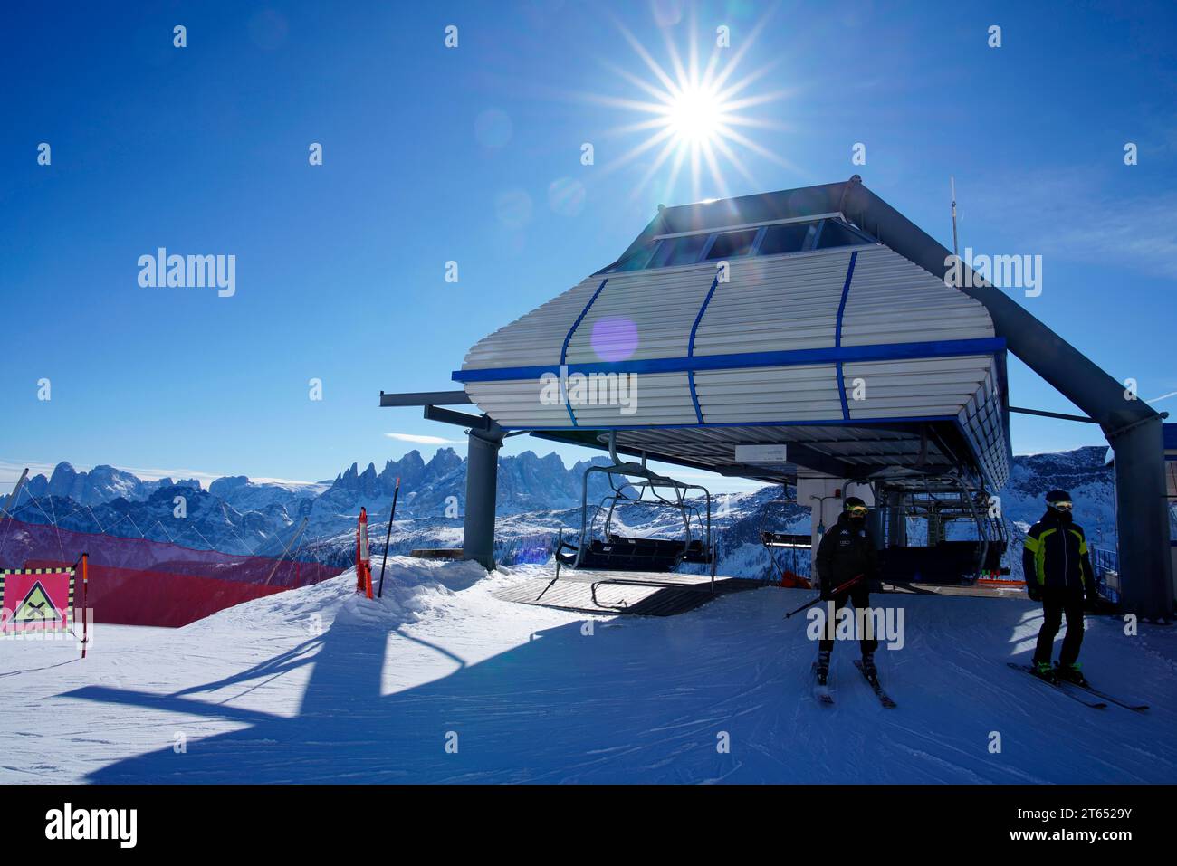 Comprensorio sciistico passo San Pellegrino-Falcade, tre Valli, gruppo Pala, gruppo dolomitico, Province di Belluno, Falcade, Belluno, Italia Foto Stock