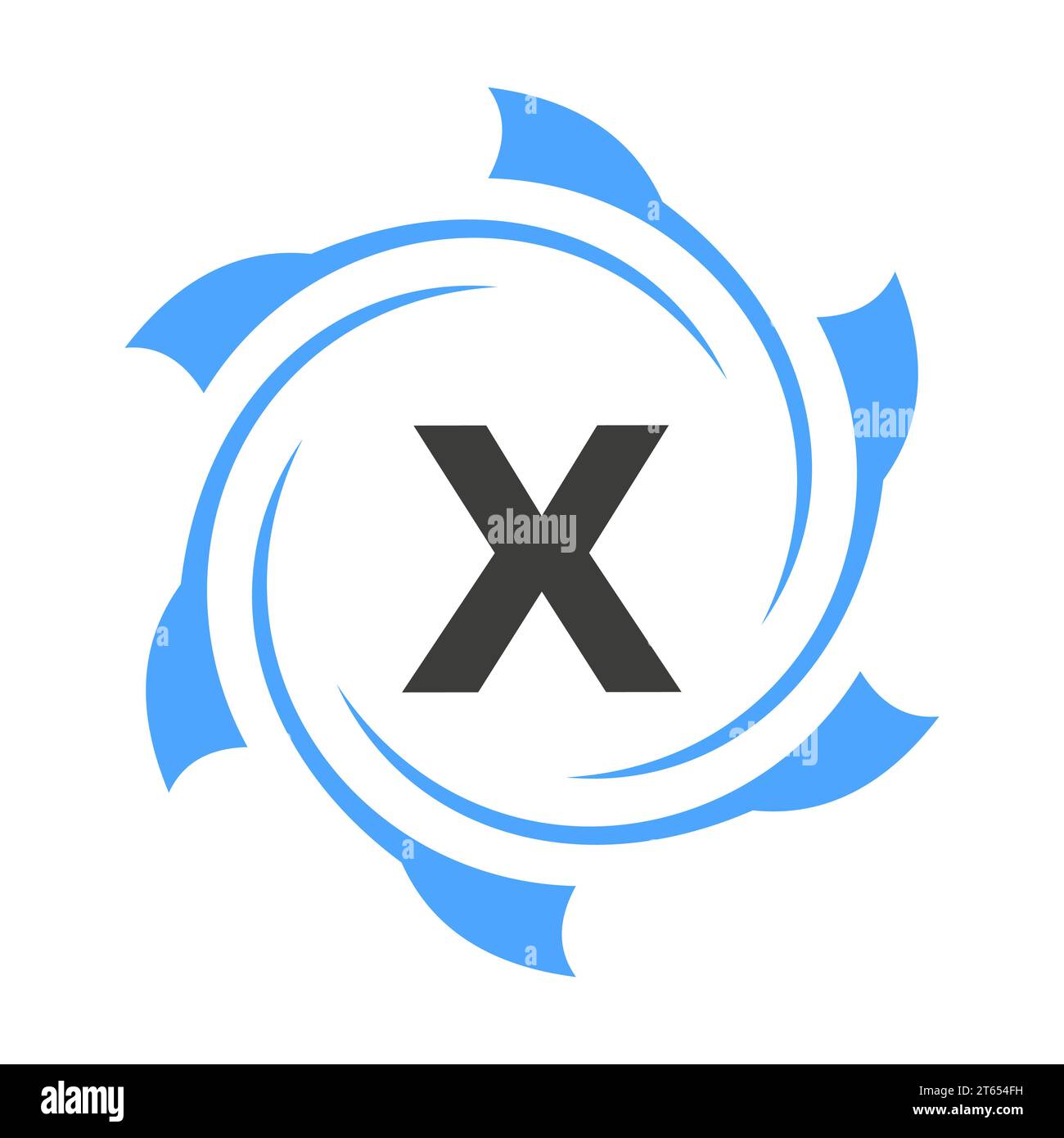 Logo aziendale e aziendale Letter X. Concetto di logo tecnologico con modello Circle Vector Illustrazione Vettoriale