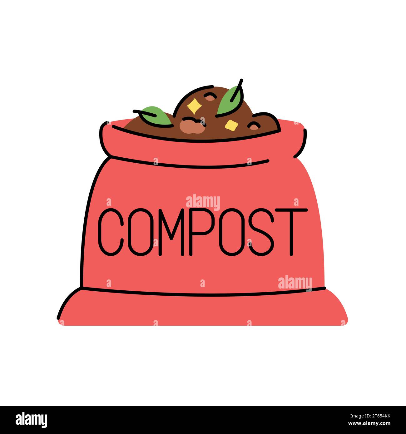Confezione con icona linea colore compost. Compostaggio. Elemento isolato vettore. Tratto modificabile. Illustrazione Vettoriale