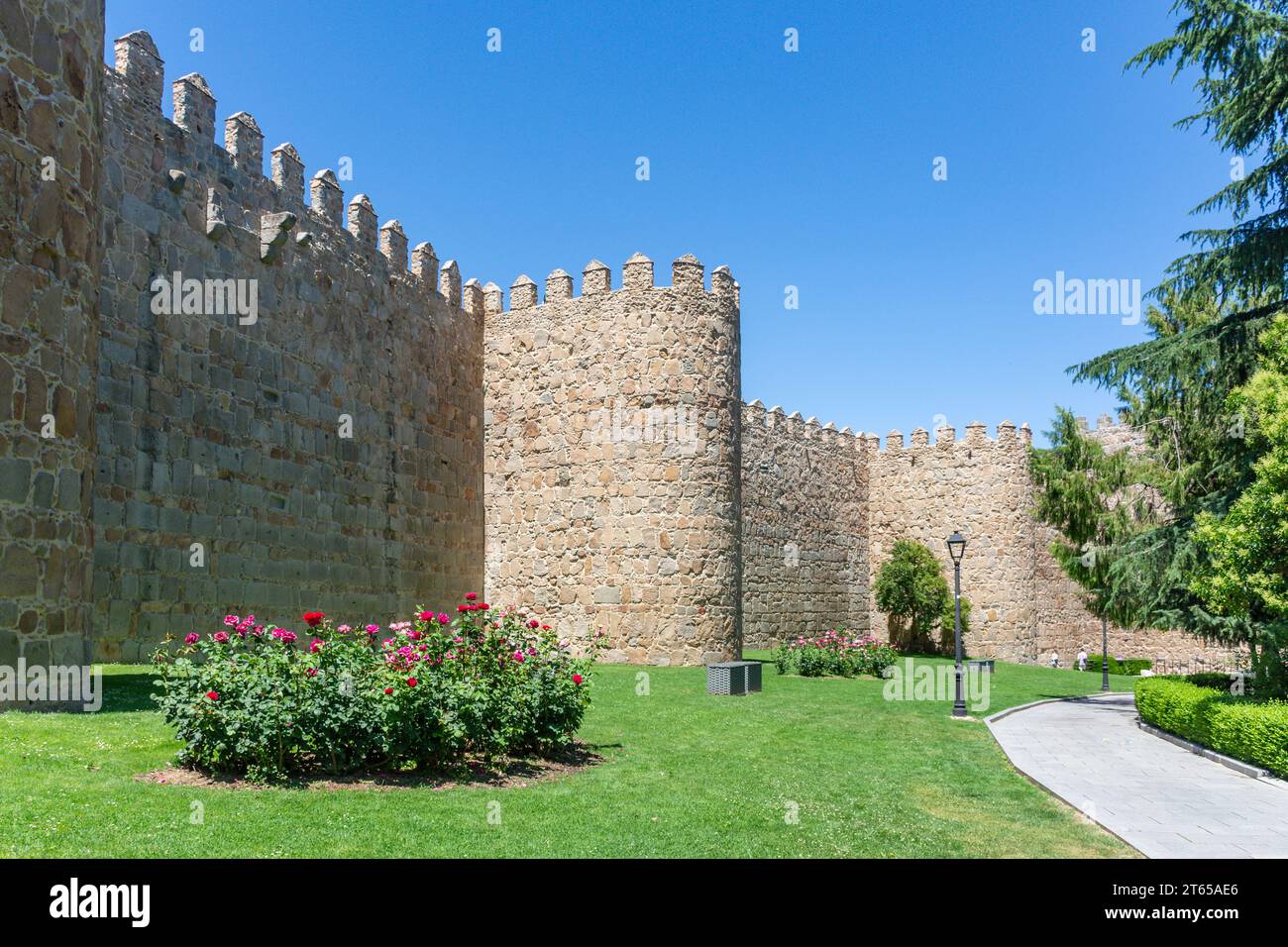 Mura medievali della città (Muralla de Ávila), Ávila, Castiglia e León, Regno di Spagna Foto Stock