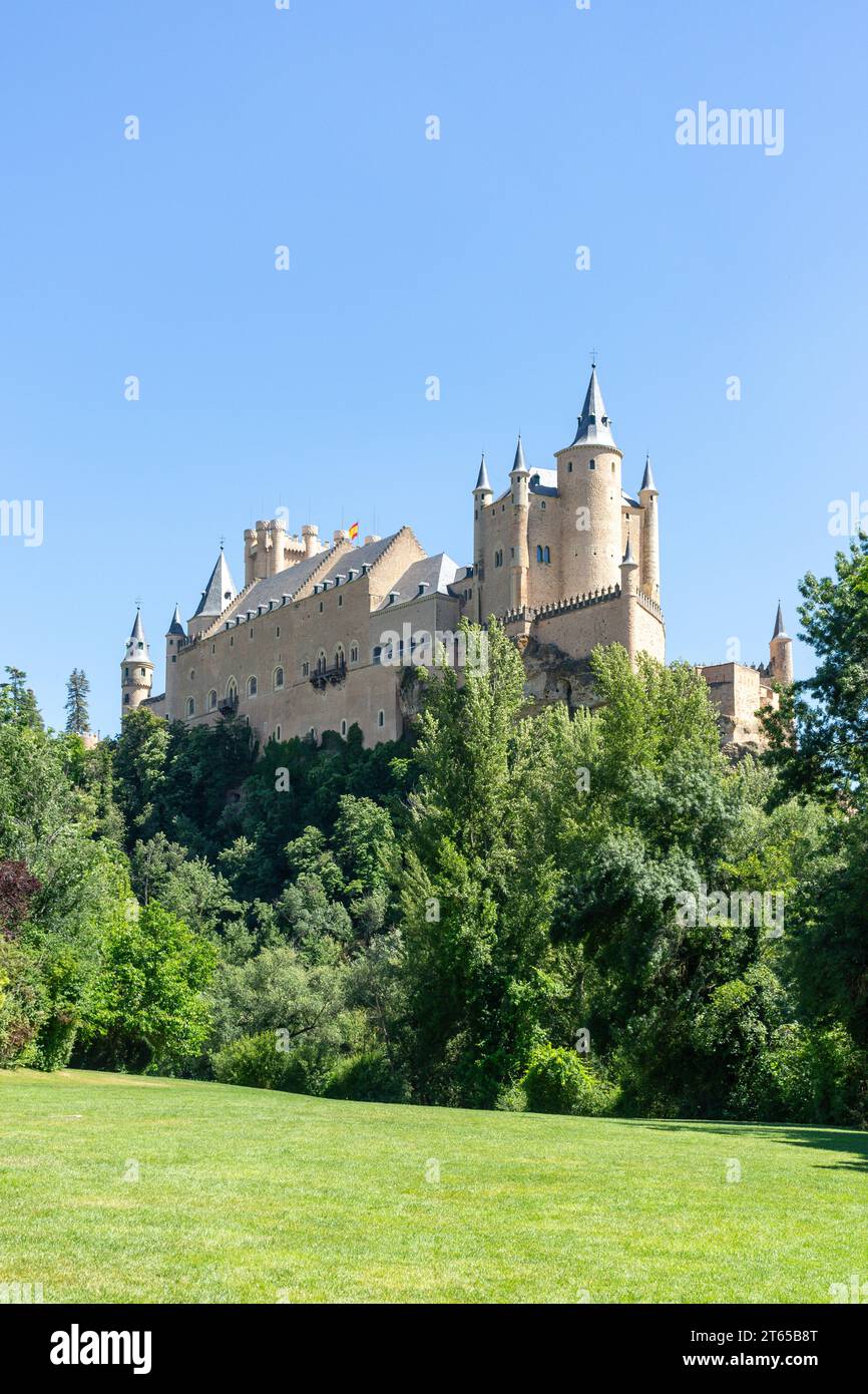 Alcázar del XII secolo di Segovia, Segovia, Castiglia e León, Regno di Spagna Foto Stock