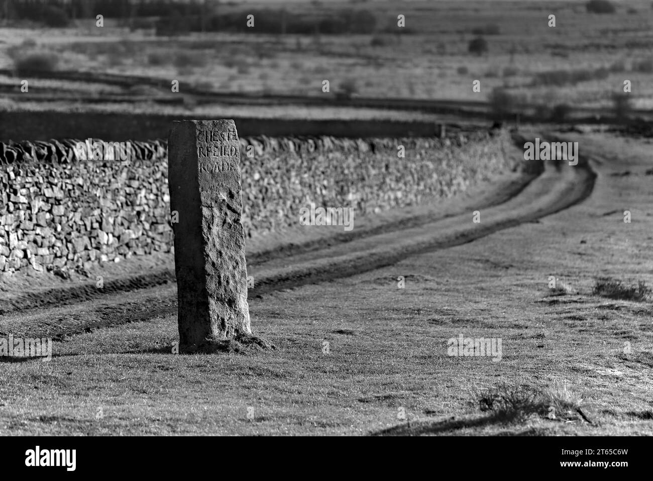 L'Ancient Road Marker indica la Old Sheffield Road situata vicino alla New Sheffield Road e a Clodhall Lane, Derbyshire Foto Stock