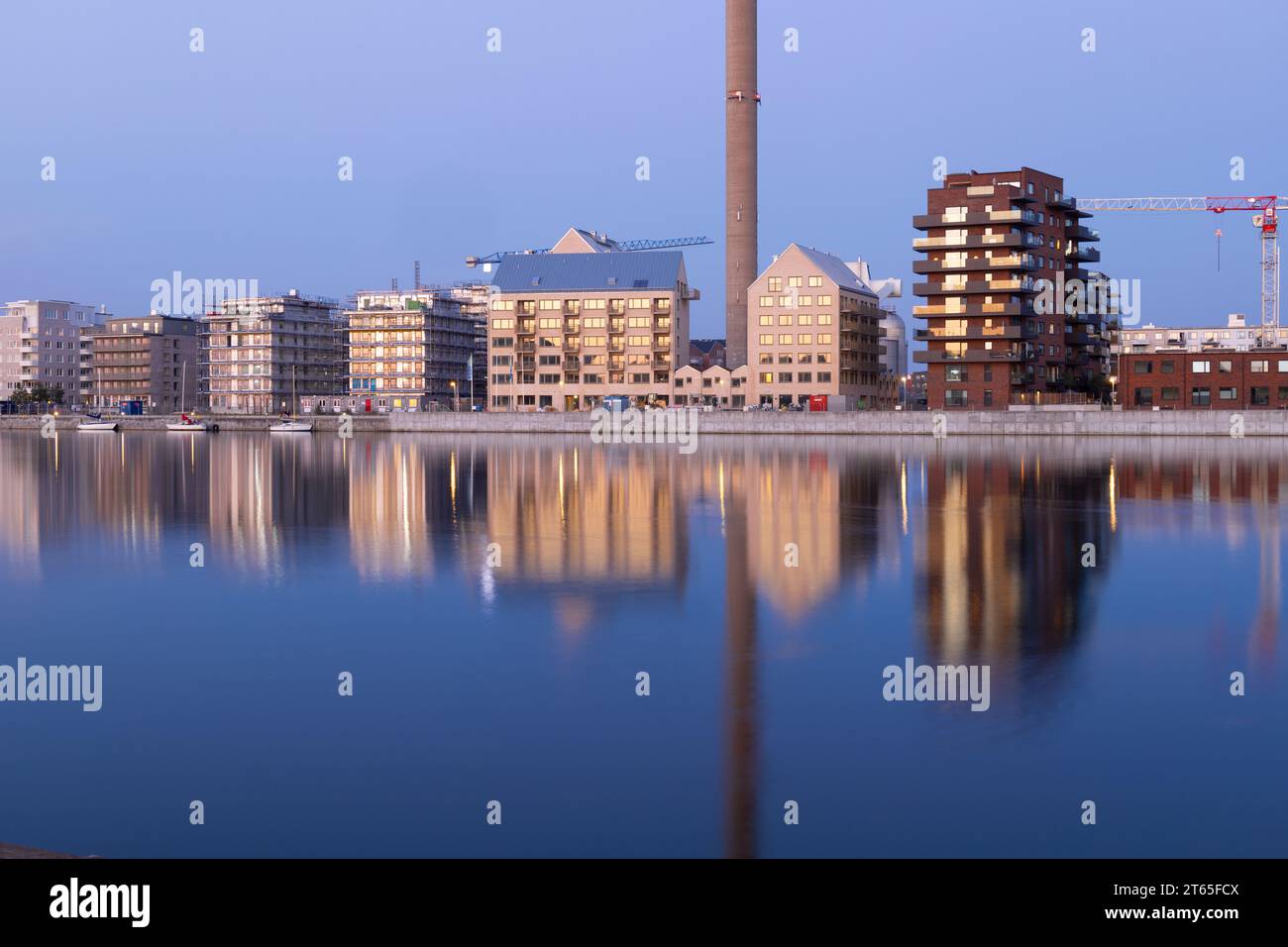 Una vista sul Limhamn Svezia una sera d'estate Foto Stock