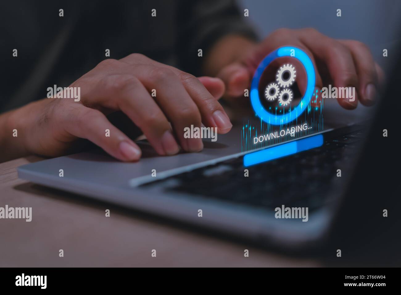 Scaricare il software di aggiornamento dei dati applicativi per reti di archiviazione sicure. Foto Stock