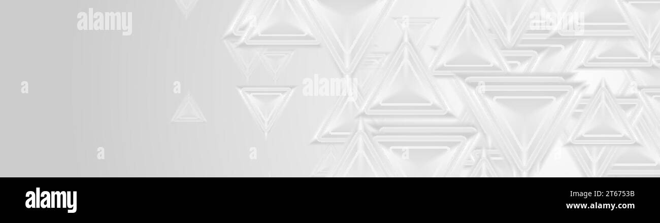Triangoli 3d grigio chiaro sfondo astratto hi-tech poligonale. Design banner vettoriale Illustrazione Vettoriale