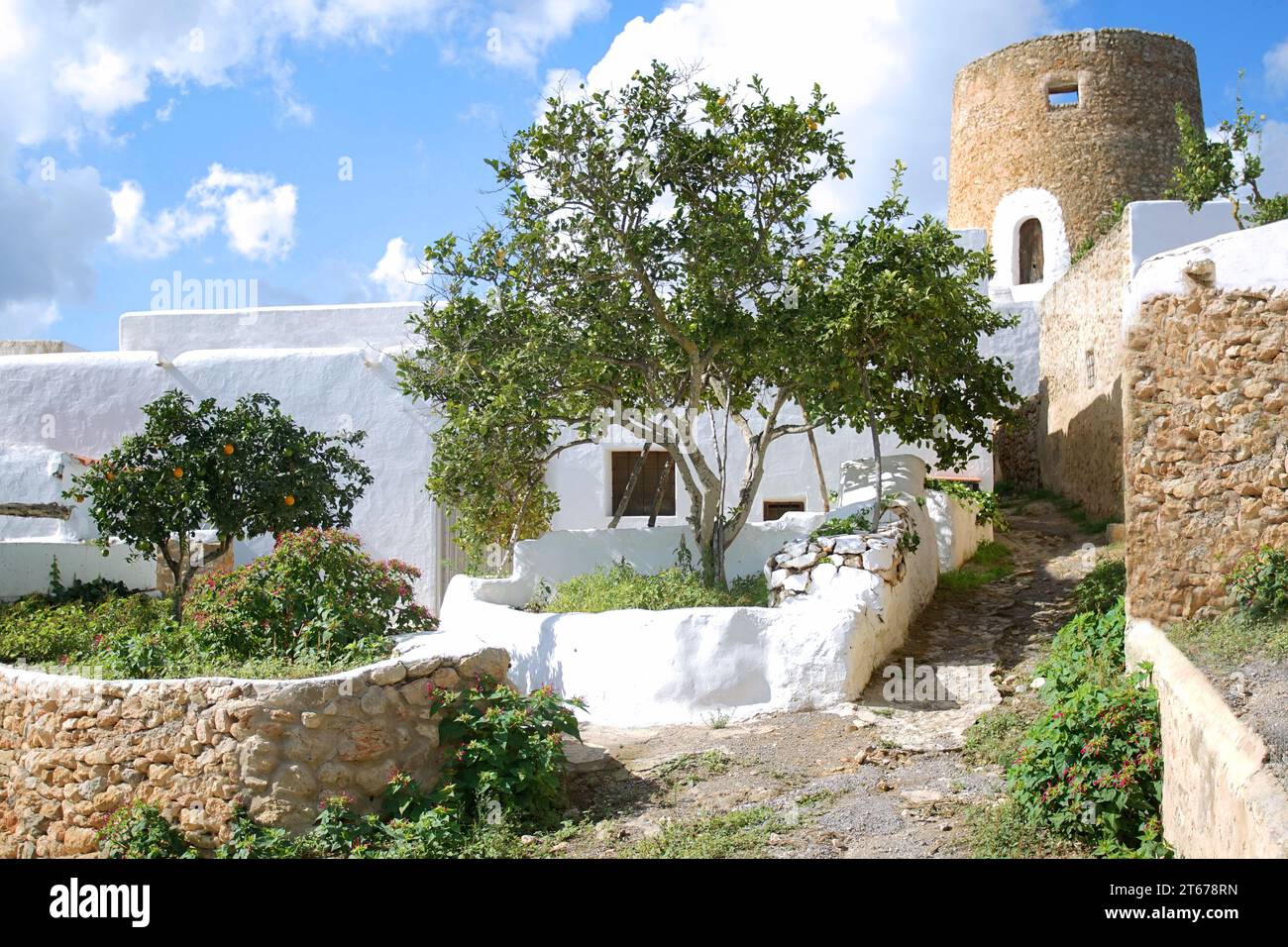 Casas de Balafia, uno dei migliori esempi di architettura tradizionale di Ibiza Foto Stock