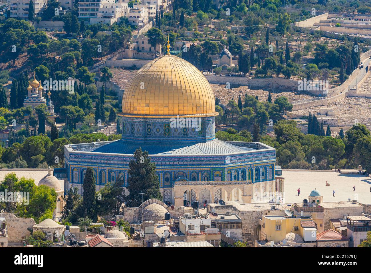 Vista della Cupola della roccia, un edificio islamico nella città vecchia di Gerusalemme, Israele Foto Stock