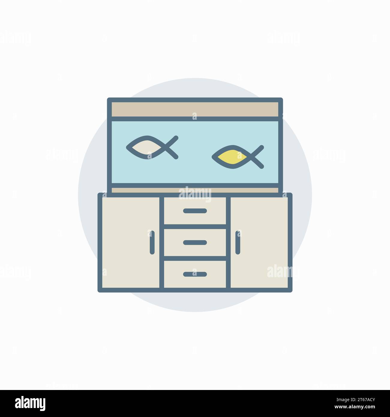 Icona colorata dell'acquario sul tavolo. Segno creativo Vector fishtank o elemento di design Illustrazione Vettoriale