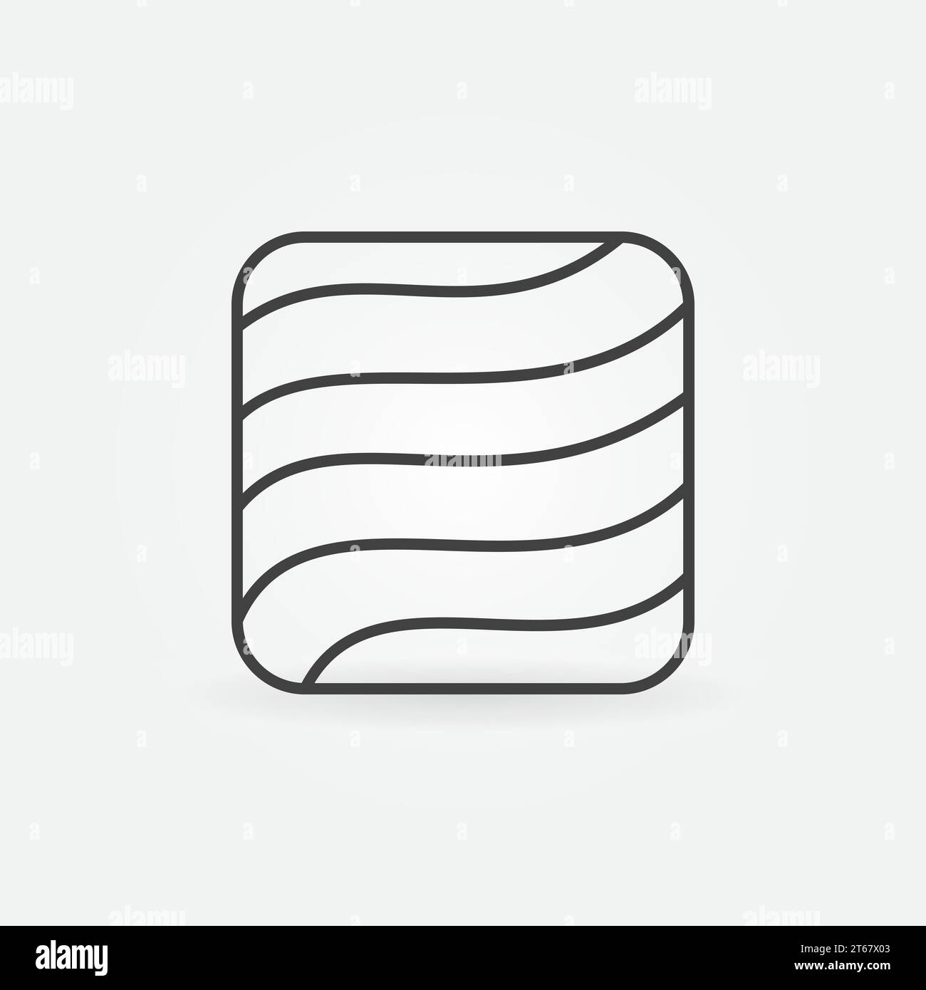 Icona quadrata di salmone o trota o insegna in linea sottile Illustrazione Vettoriale