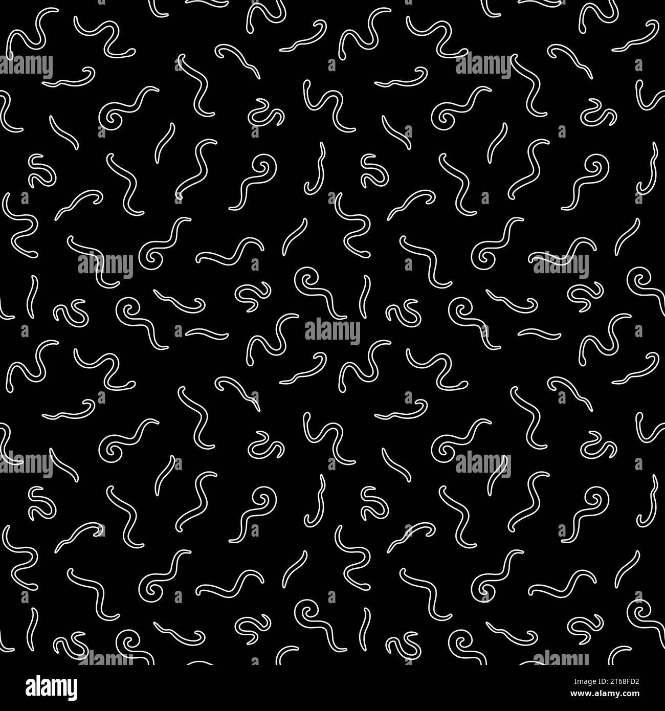 Elminti nematodi e vermi intestinali contorno vettoriale senza cuciture pattern o sfondo Illustrazione Vettoriale