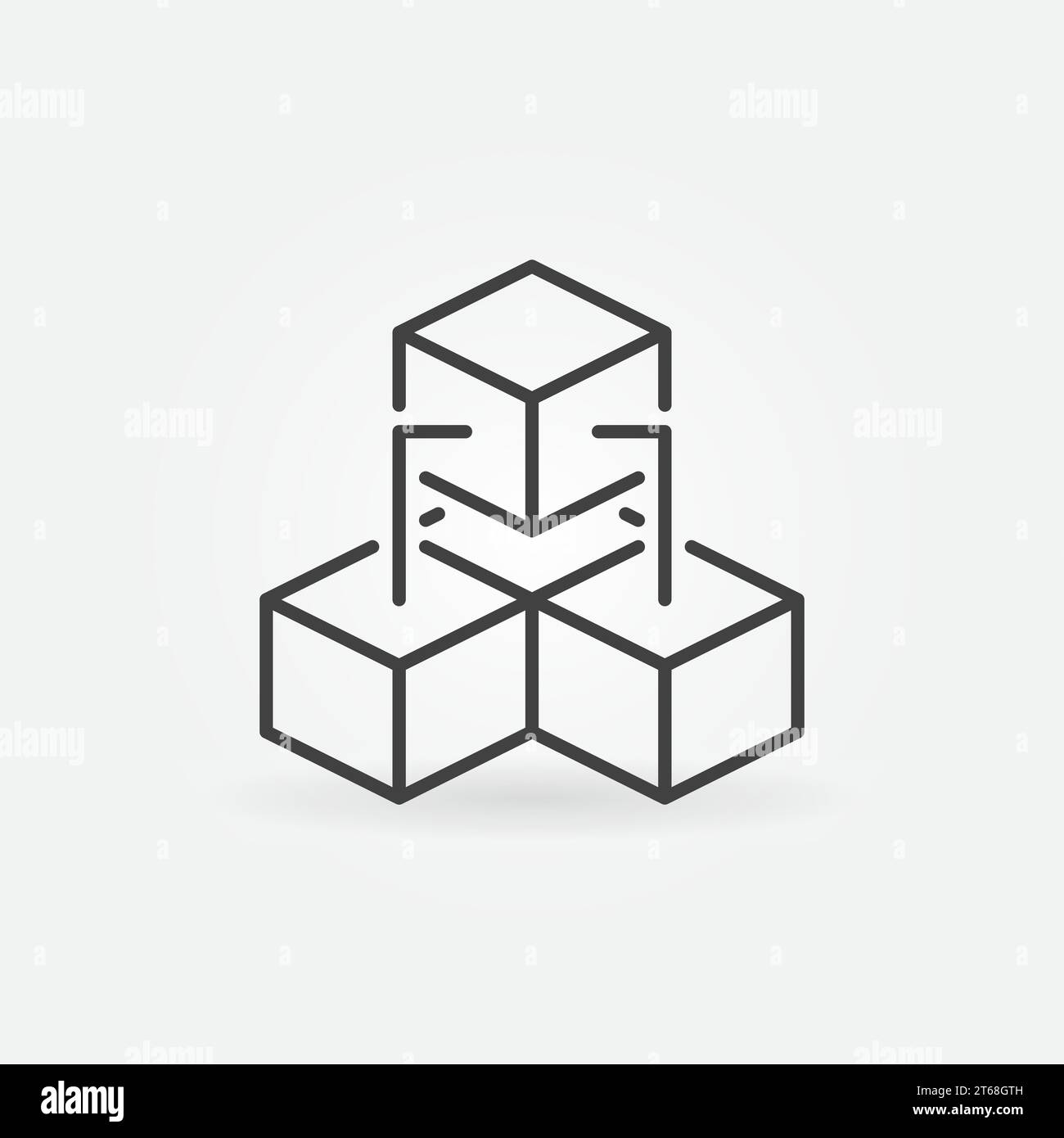 Tre blocchi connessi - icona del concetto vettoriale lineare della tecnologia Blockchain o elemento del logo Illustrazione Vettoriale