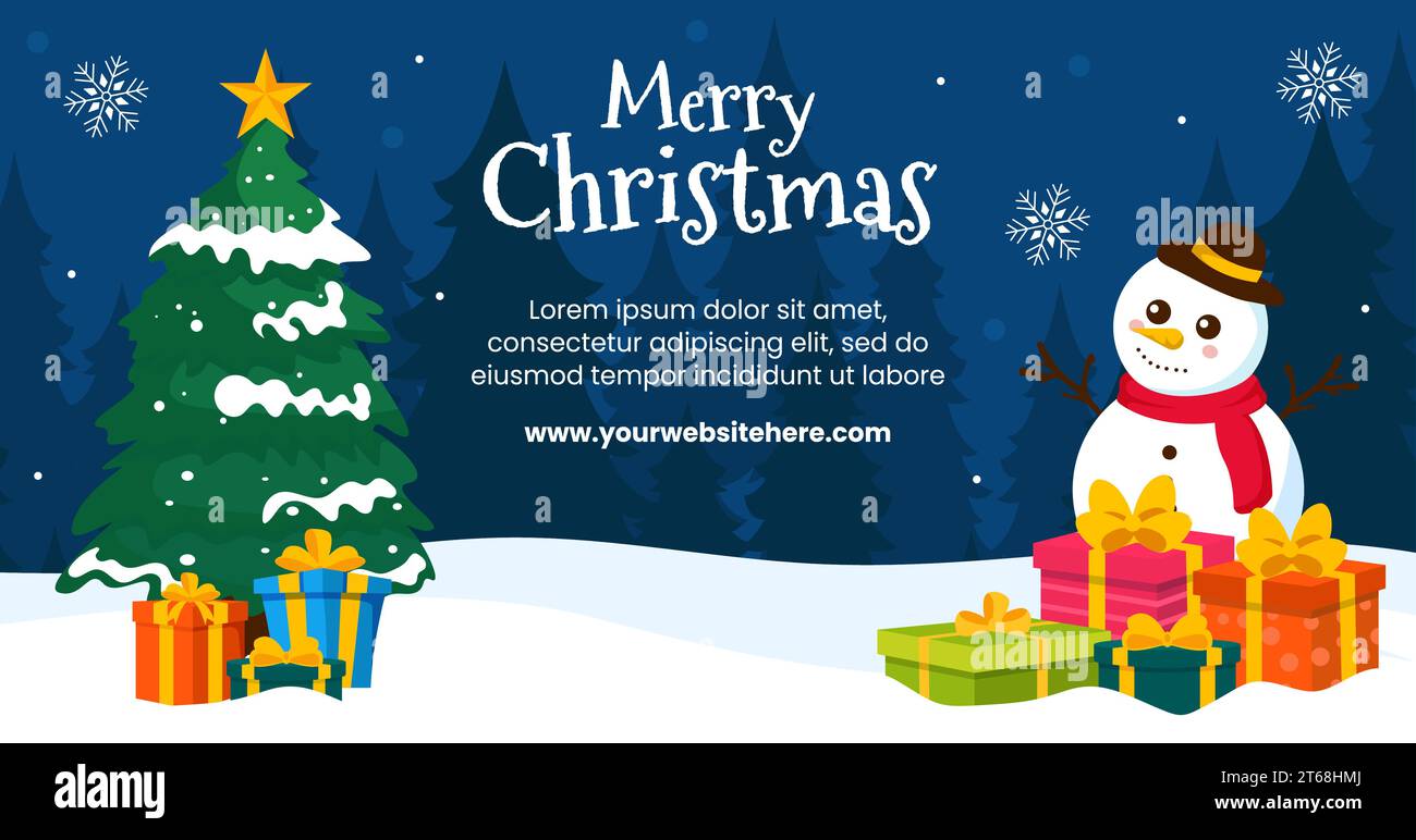 Buon Natale Fotocall illustrazione cartone animato piatto modelli disegnati a mano sfondo Illustrazione Vettoriale