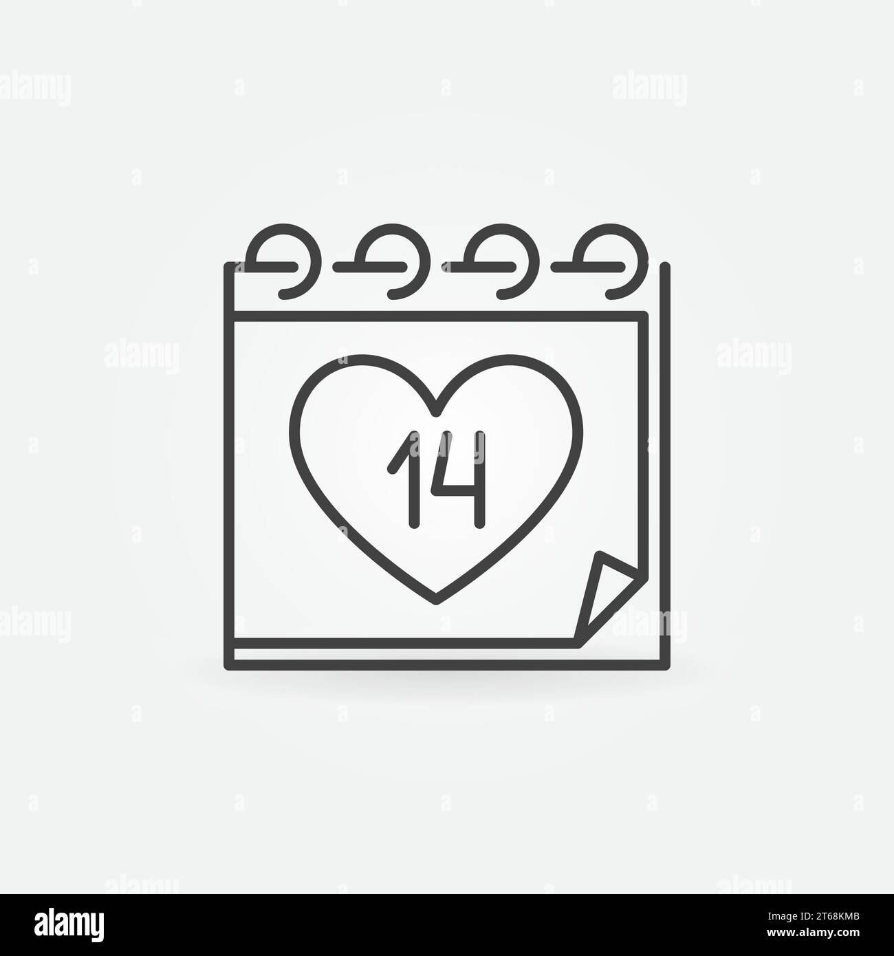 14 febbraio icona lineare del calendario vettoriale. Simbolo del concetto di San Valentino o elemento di design in stile outline Illustrazione Vettoriale