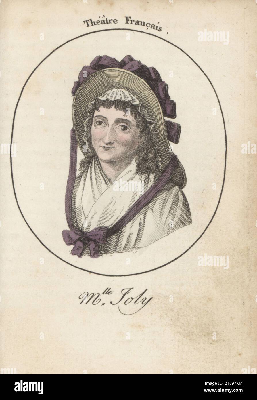 Marie-Elisabeth Joly, attrice, cantante e ballerina francese, 1760-1797. Debuttò alla Comedie-Francais come ballerina nel 1781. Mlle Joly. Teatro Francais. Incisione a pioli a mano dopo Jacques Grasset Saint-Sauveur di Acteurs et Actrices Celebres, famosi attori e Attrici, Chez Latour libraire, Parigi, 1808. Foto Stock