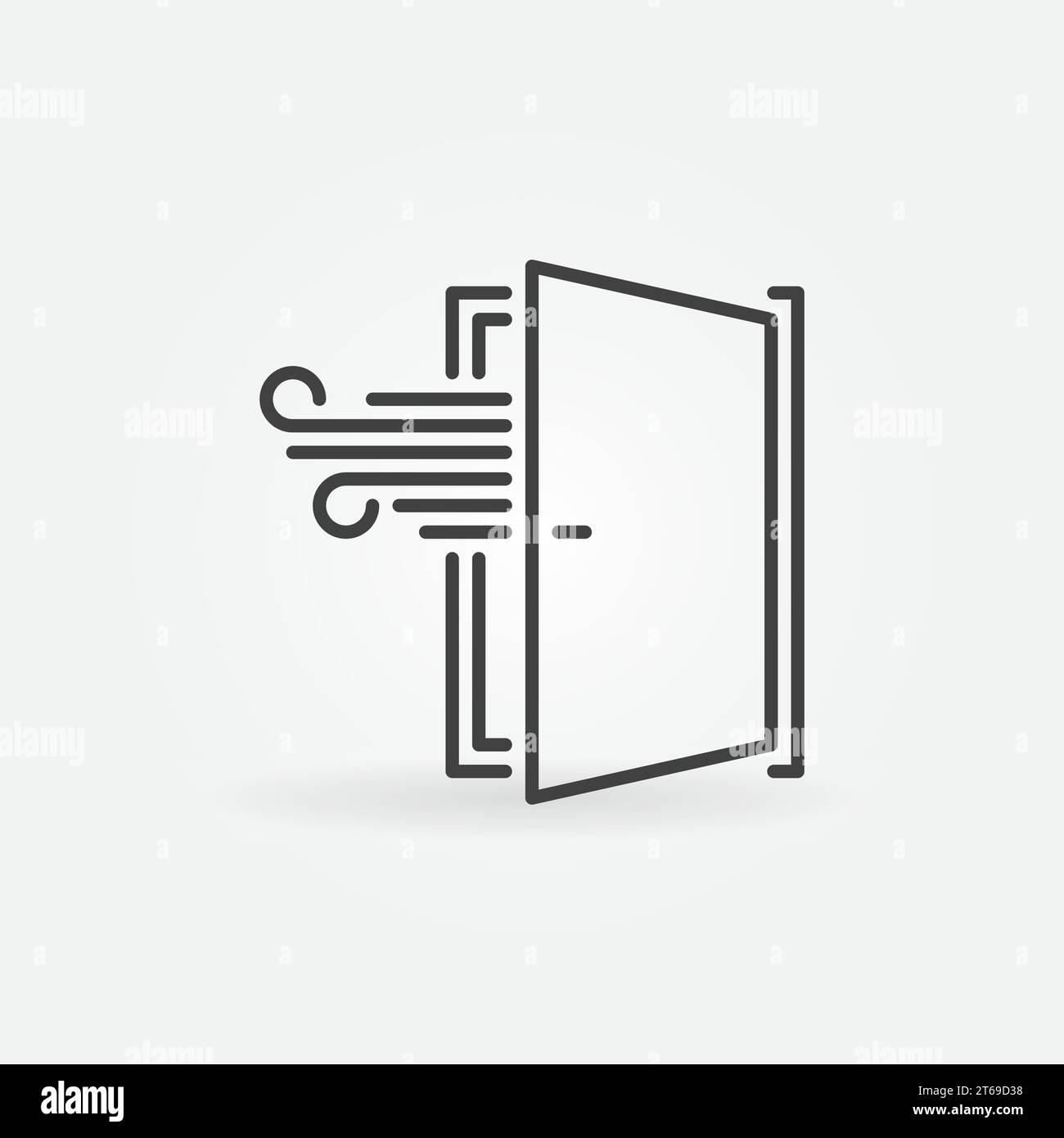 Icona lineare porta aperta. Vector che trasmette un'insegna di concetto della stanza in stile contorno Illustrazione Vettoriale