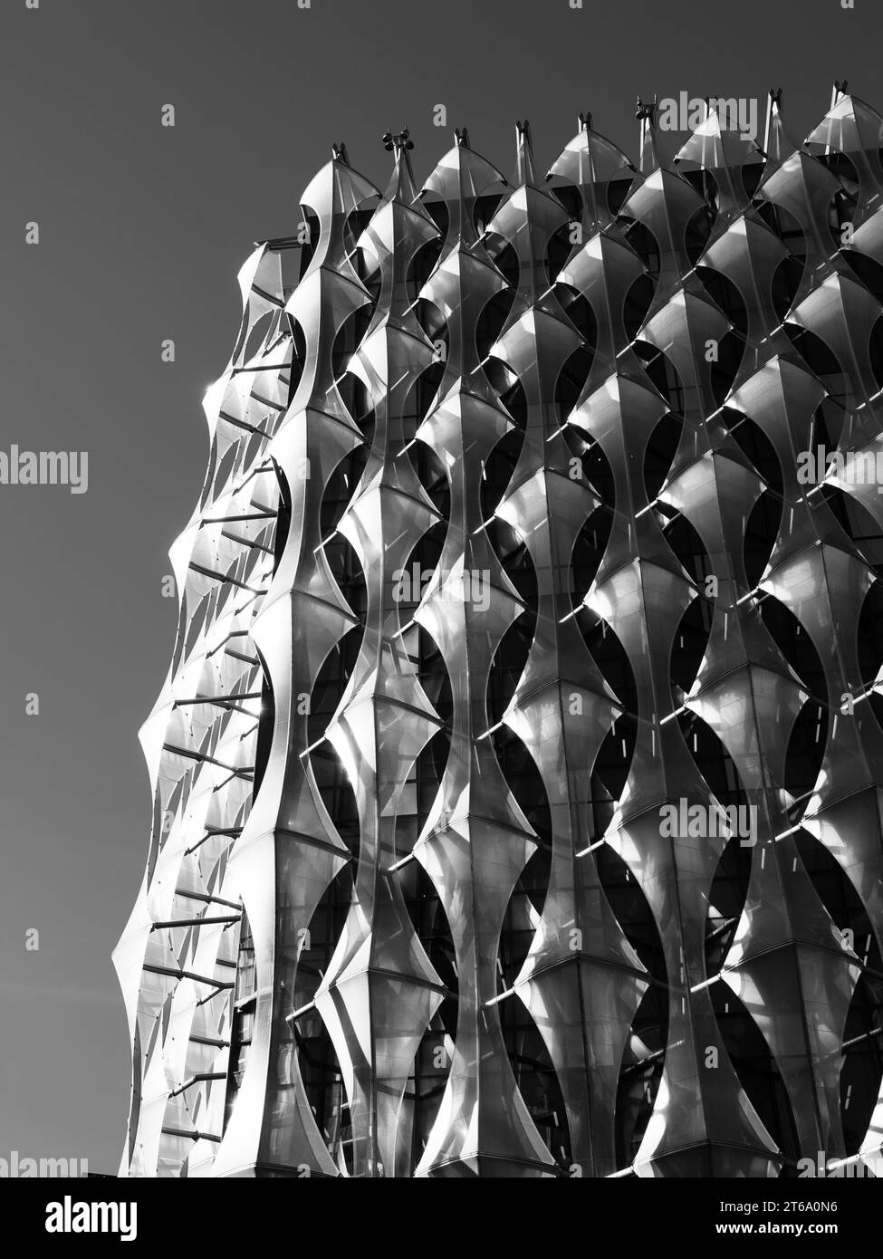 B&W, The Embassy of the United States of America, Nine Elms, London, England, UK, GB. Foto Stock