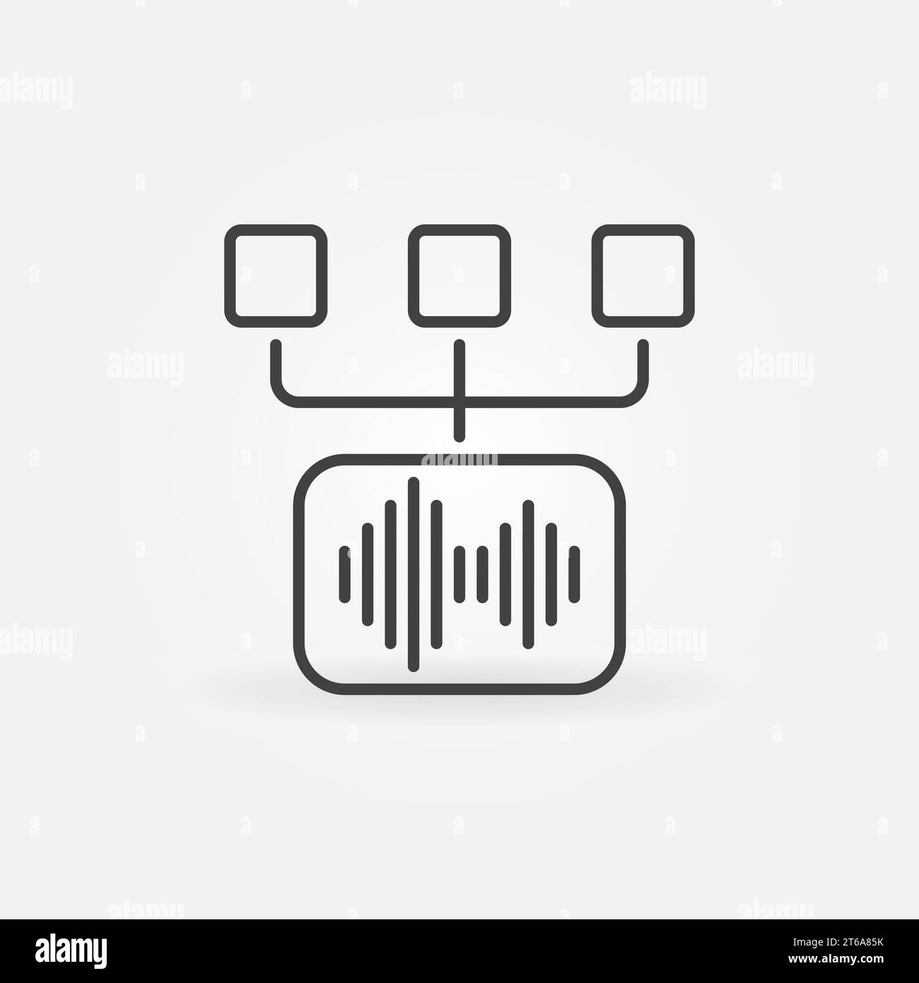 Elemento di design o icona di concetto di linea sottile vettoriale del comando vocale Illustrazione Vettoriale