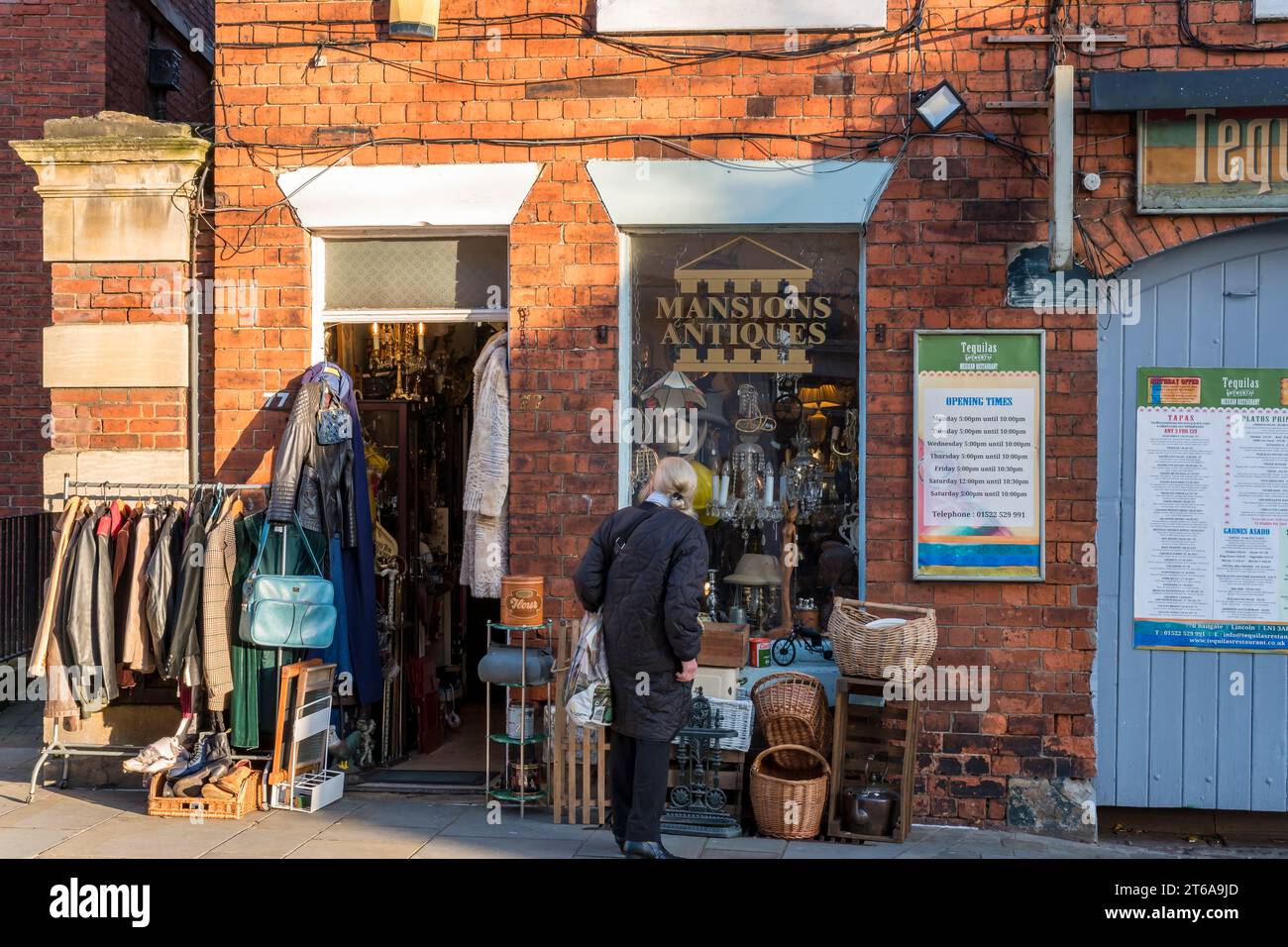 Mansions Antiques, Bailgate, Lincoln City, Lincolnshire, Inghilterra, REGNO UNITO Foto Stock