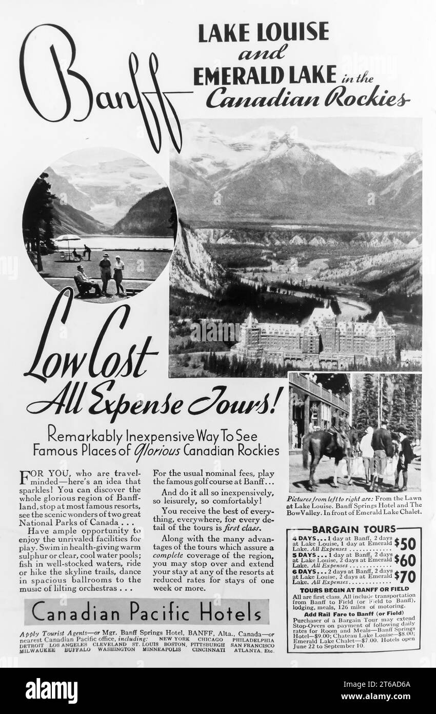 1934 Canadian Pacific Hotel ad Foto Stock