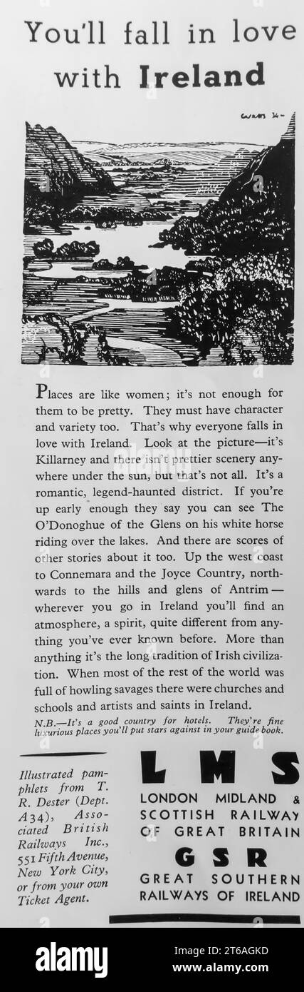 1934 Ireland Travel - Great Southern Railways of Ireland ad Foto Stock