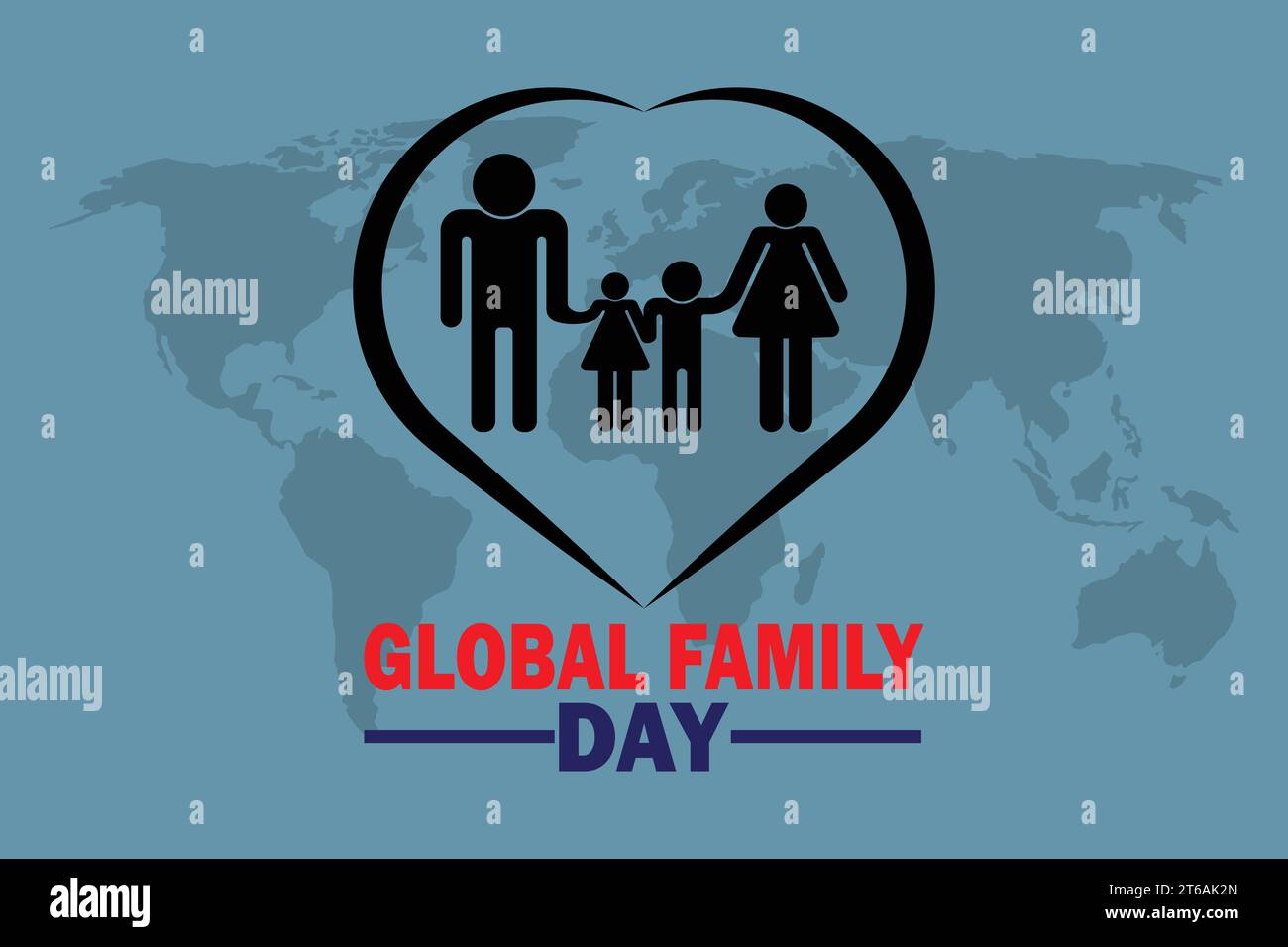 Illustrazione del vettore Global Family Day. Concetto di vacanza. Modello per sfondo, banner, scheda, poster con iscrizione di testo. Illustrazione Vettoriale