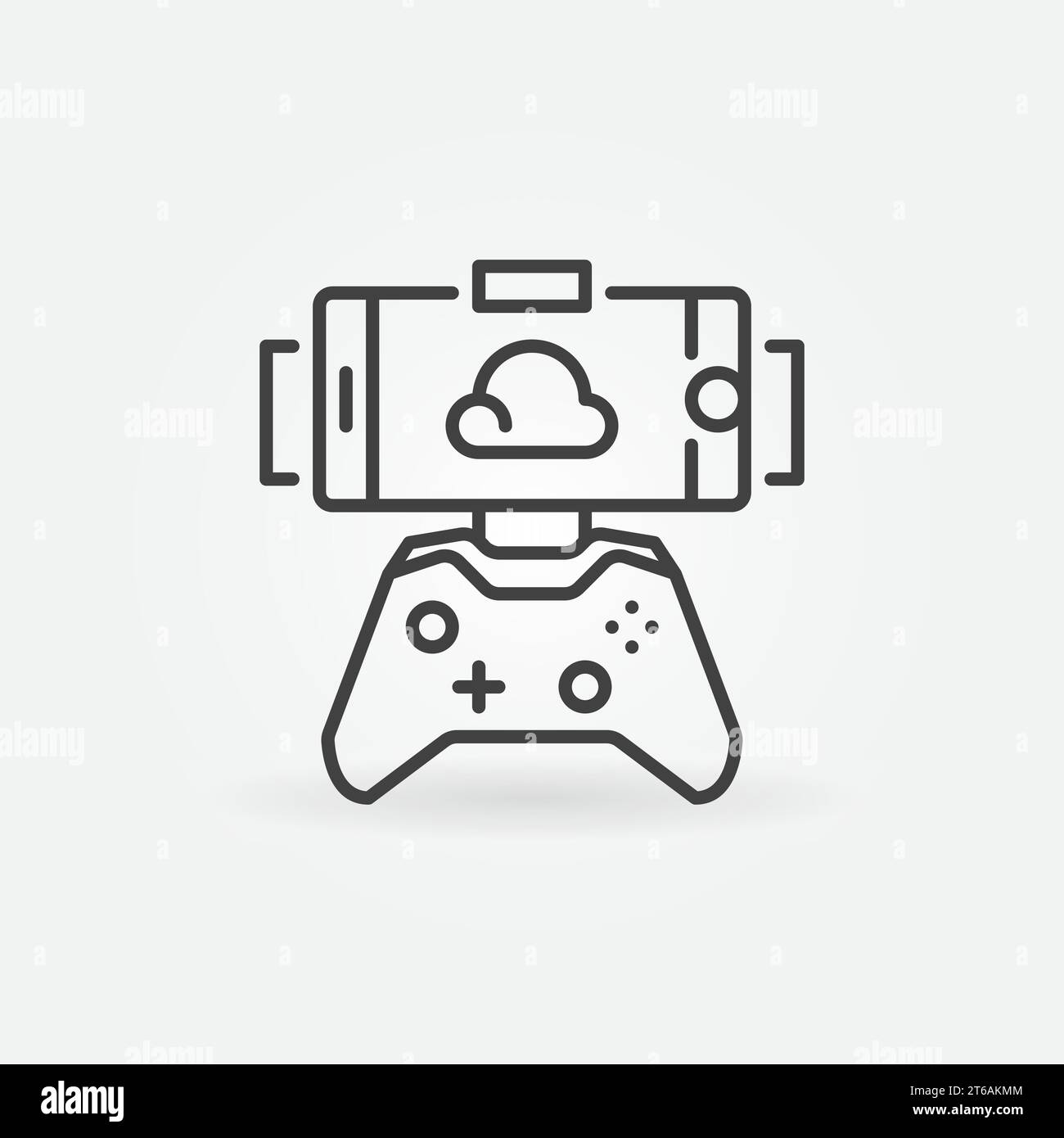 Cloud Gaming su smartphone con Gamepad Vector Outline Concept icon o elemento di design Illustrazione Vettoriale