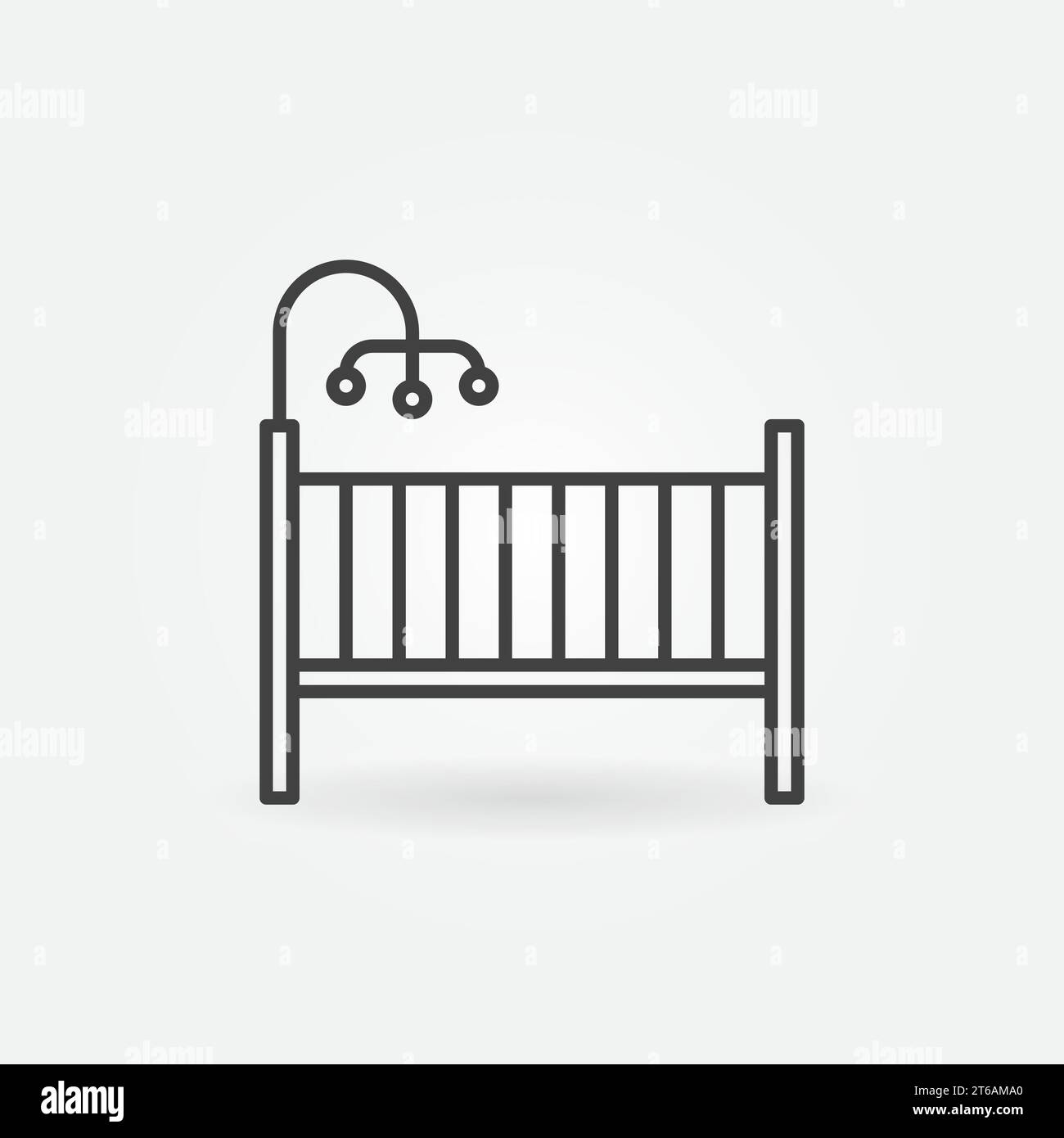 Icona o simbolo del concetto vettoriale lettino o letto infantile in stile linea sottile Illustrazione Vettoriale