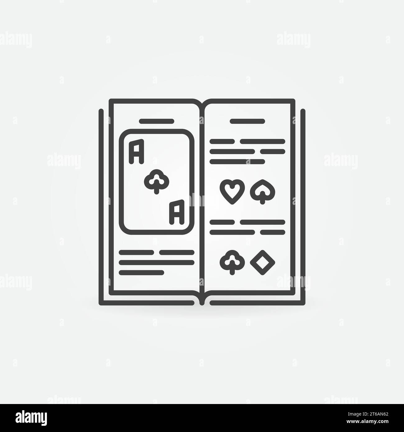 Icona vettoriale o simbolo del concetto di Poker Book in stile linea sottile Illustrazione Vettoriale