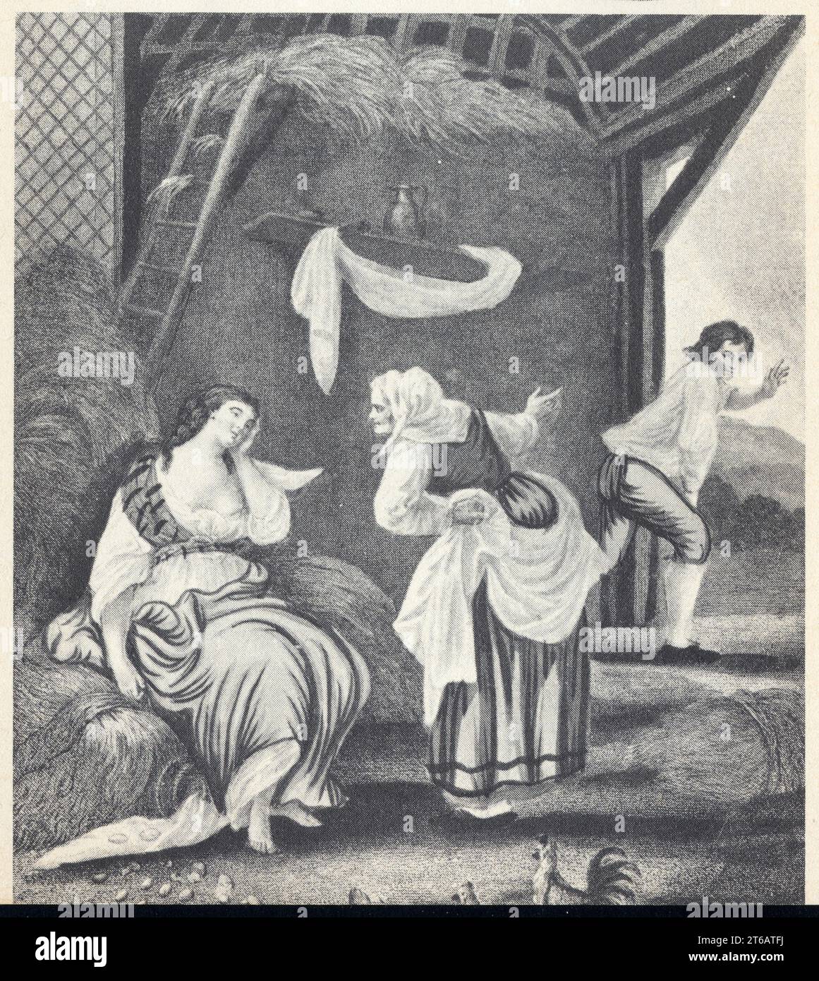 Les plaisirs interrompus. Gravure du XVIII ème siècle. Foto Stock