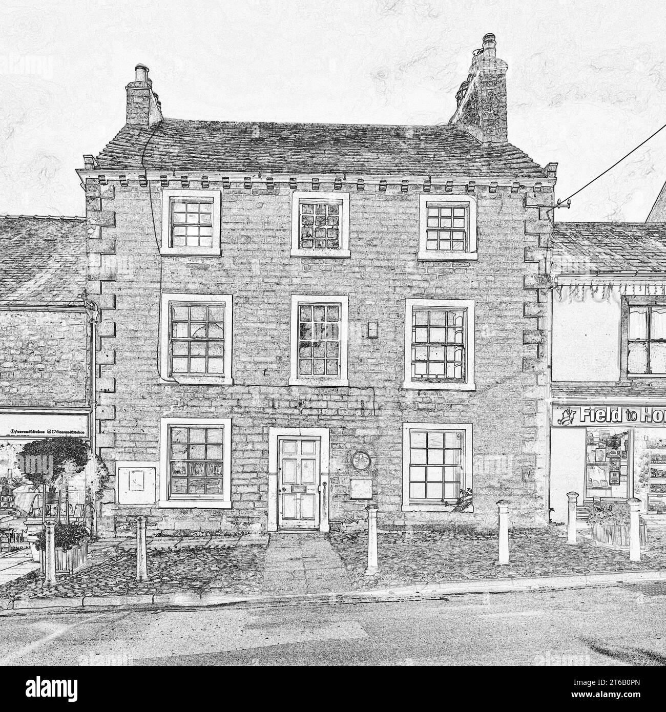 North Craven Building Preservation Trust sta progettando di rigenerare questo edificio georgiano, il Dr. Buck's House a Settle Market Place, North Yorkshire. Foto Stock