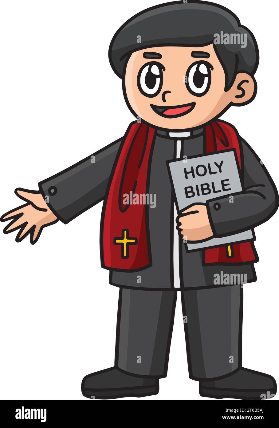 Christian Priest Cartoon colorato Clipart Illustrazione Vettoriale