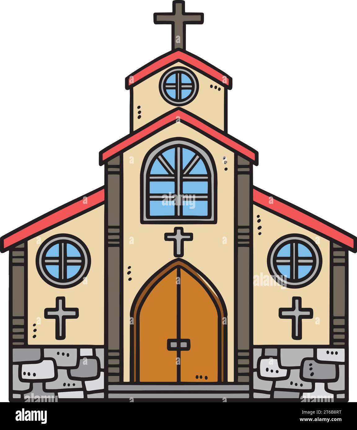 Chiesa cristiana Cartoon Colored Clipart Illustrazione Vettoriale