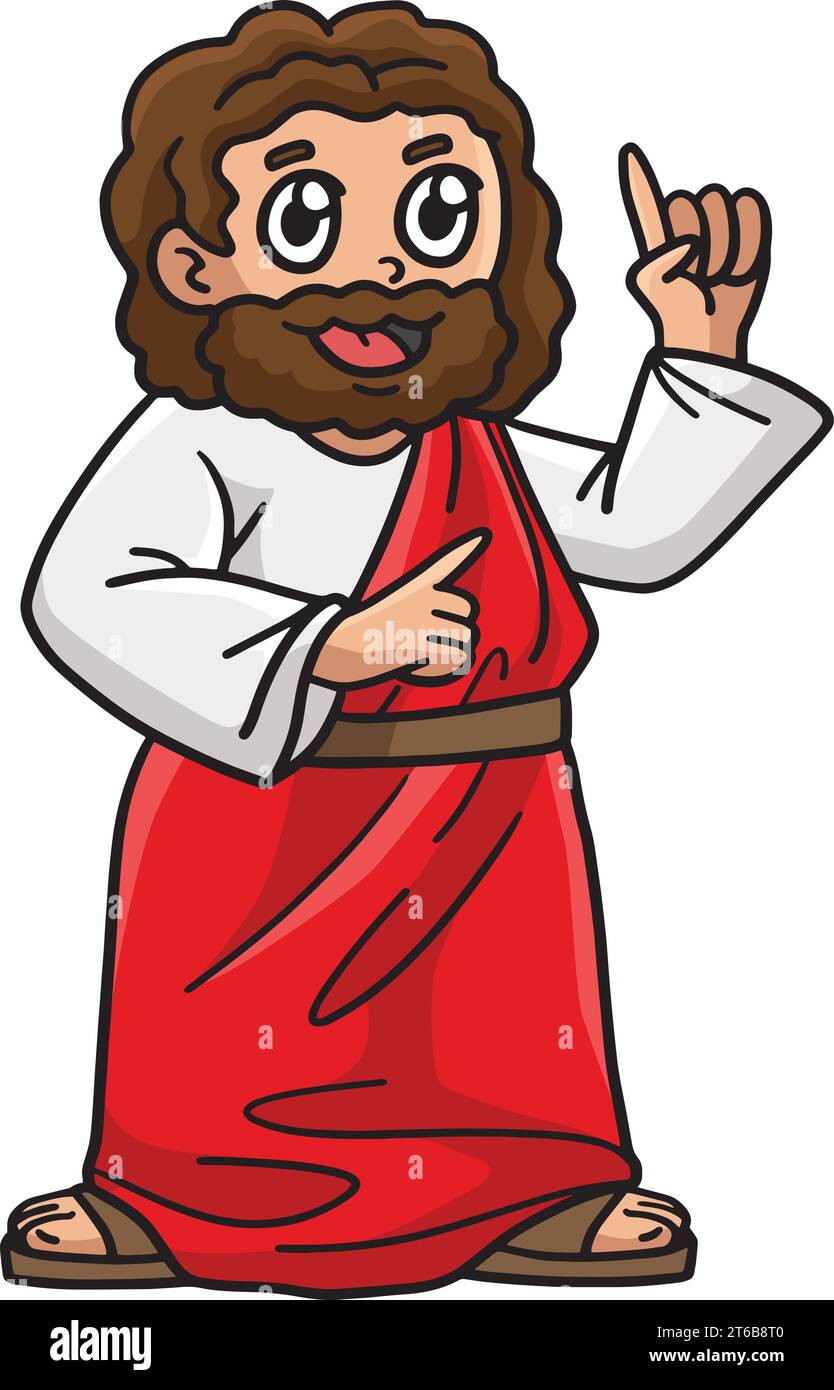 Christian Jesus predicava Cartoon Colored Clipart Illustrazione Vettoriale