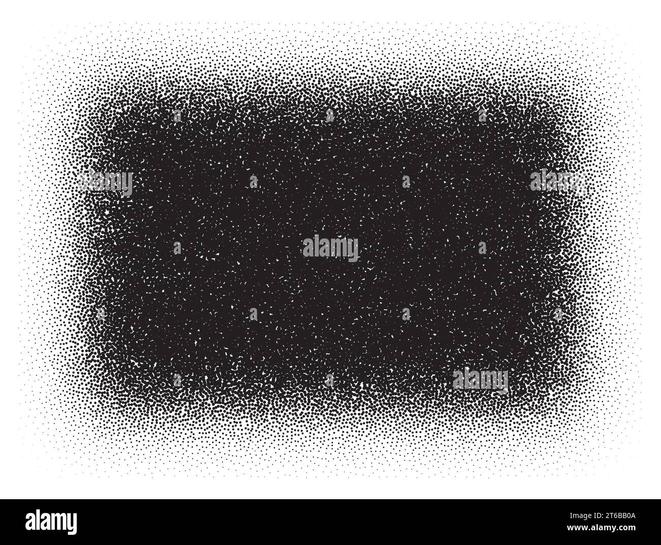Sfondo pattern rettangolo Dotwork. Punti di stipple del rumore nero. Vettore punteggiato Illustrazione Vettoriale