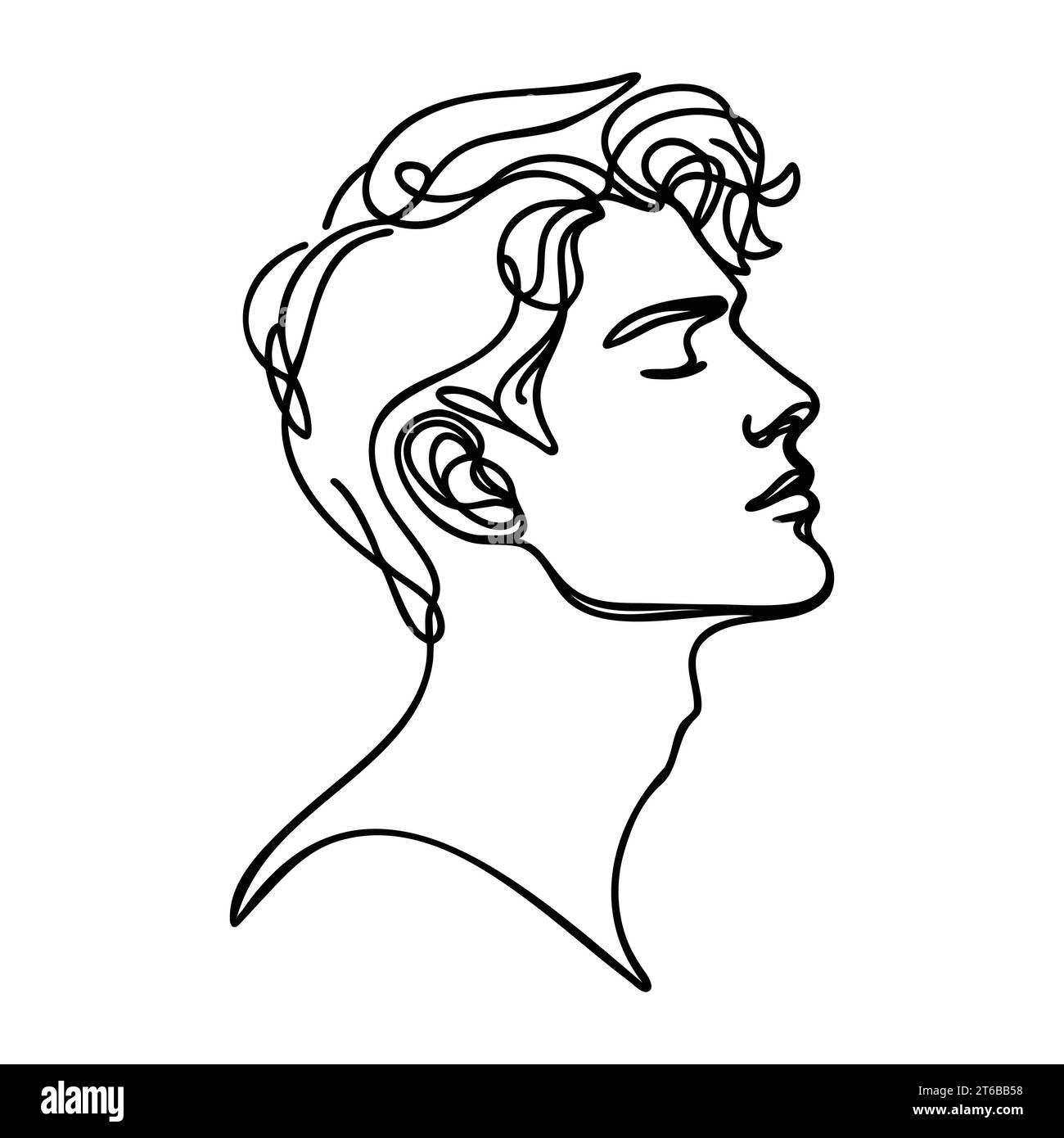 Disegno del ritratto di un uomo in uno stile a riga. Faccia maschile. Illustrazione vettoriale Illustrazione Vettoriale